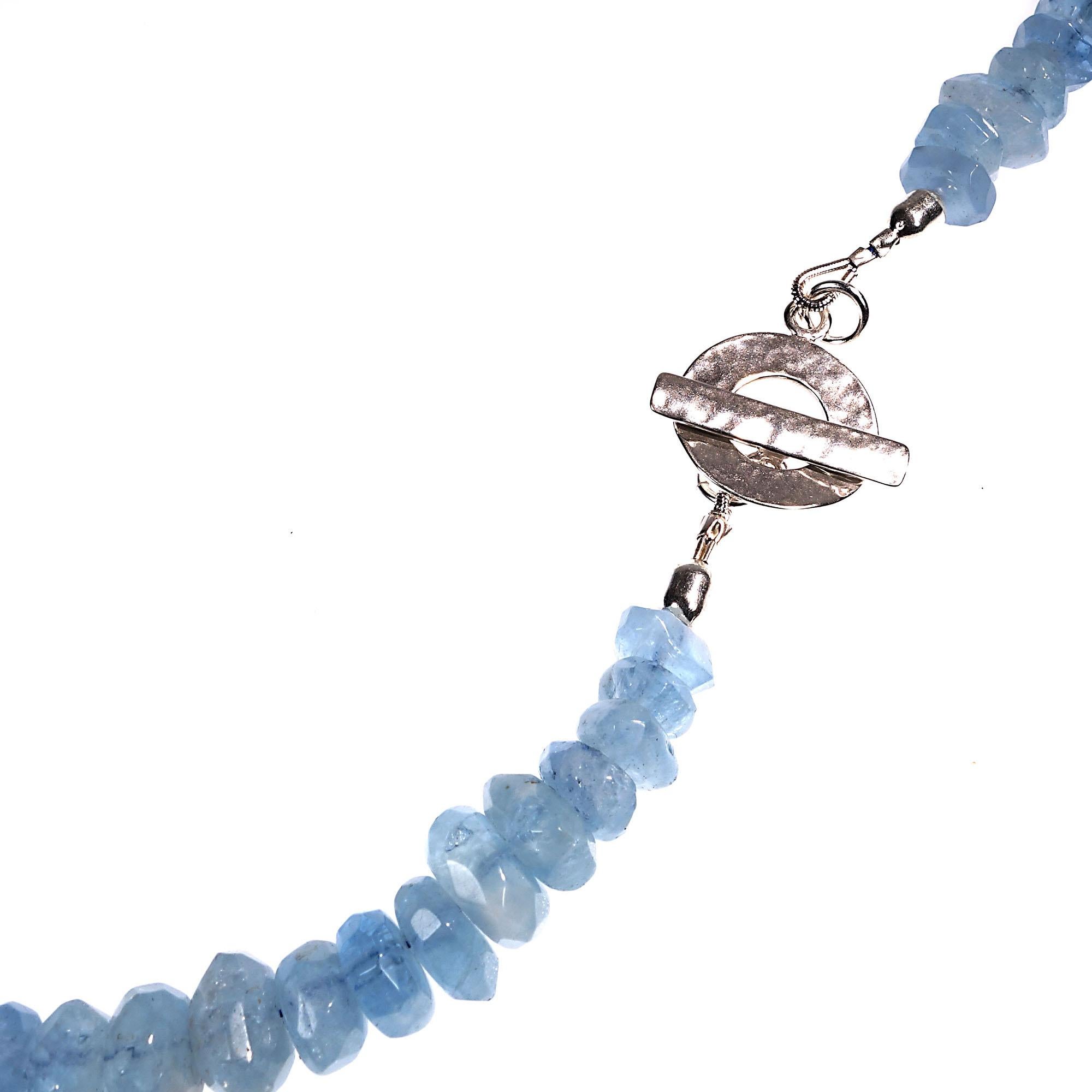 Gemjunky Magnificent Translucent Blue Aquamarine Rondelle Necklace 2