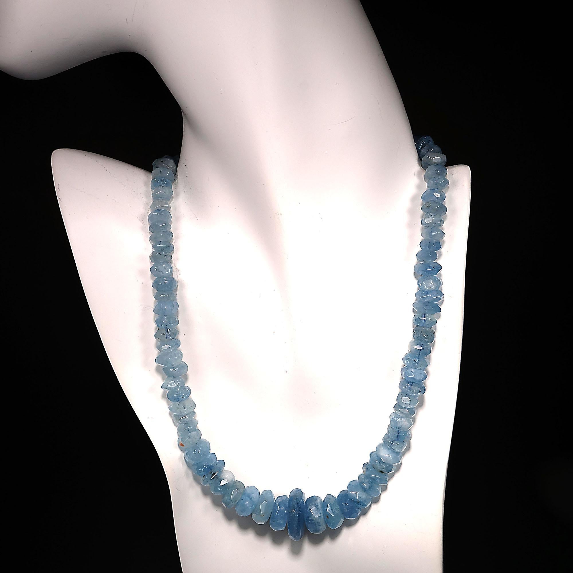 Gemjunky Magnificent Translucent Blue Aquamarine Rondelle Necklace 4