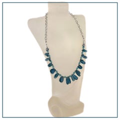 Translucent Blue Kyanite, Aquamarine and Sterling Silver Chain Necklace