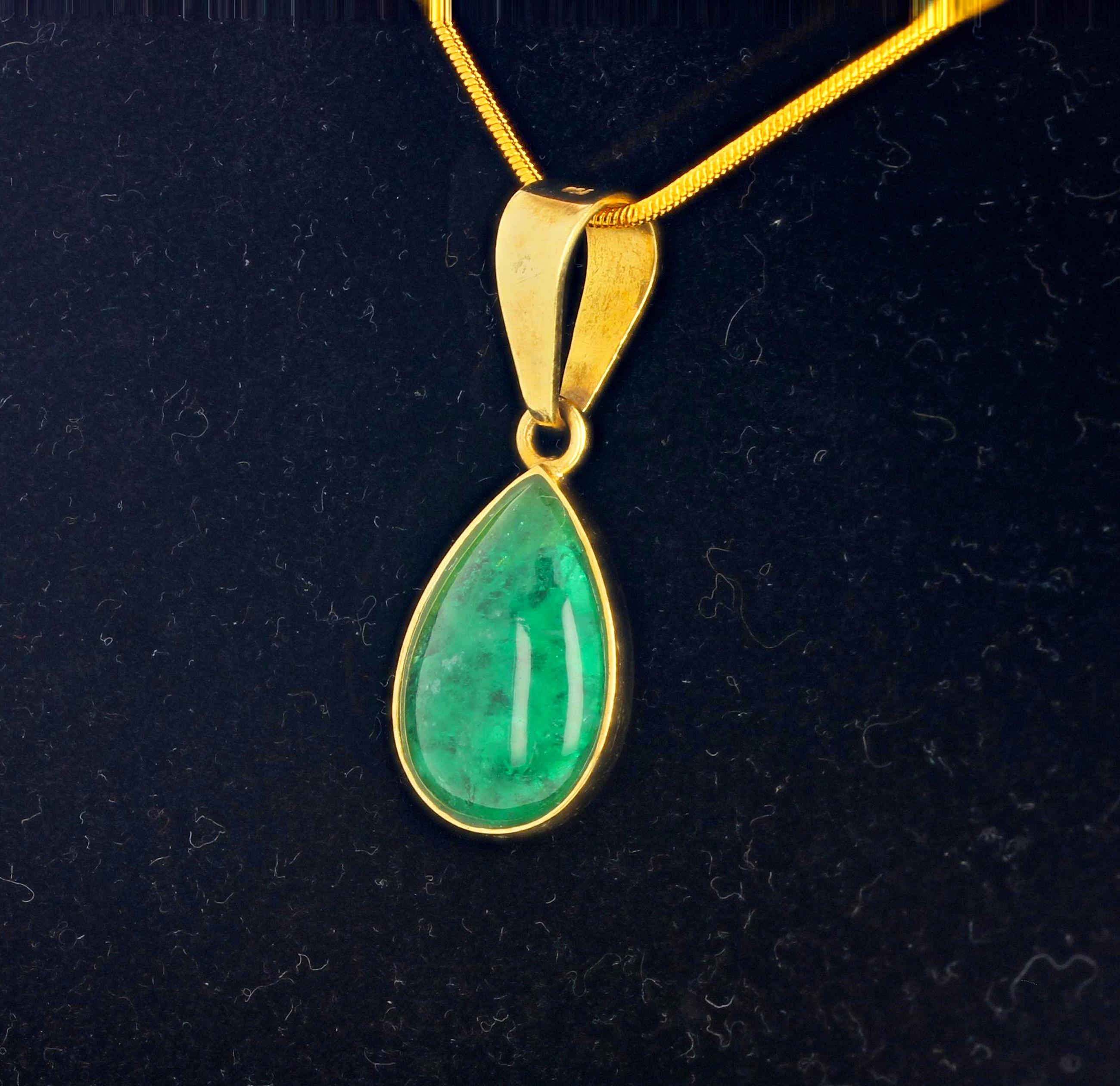 Women's or Men's Translucent Glowing Emerald Gold Pendant