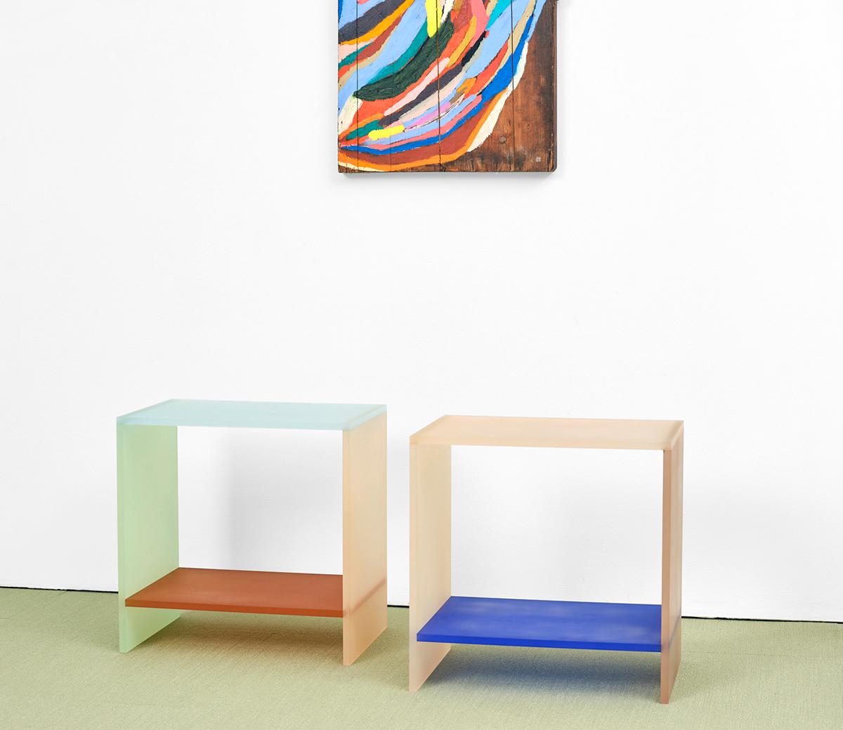 Modern Translucent Hand-Dyed Acrylic Tone Nightstand by Sohyun Yun, Customizable Colors For Sale