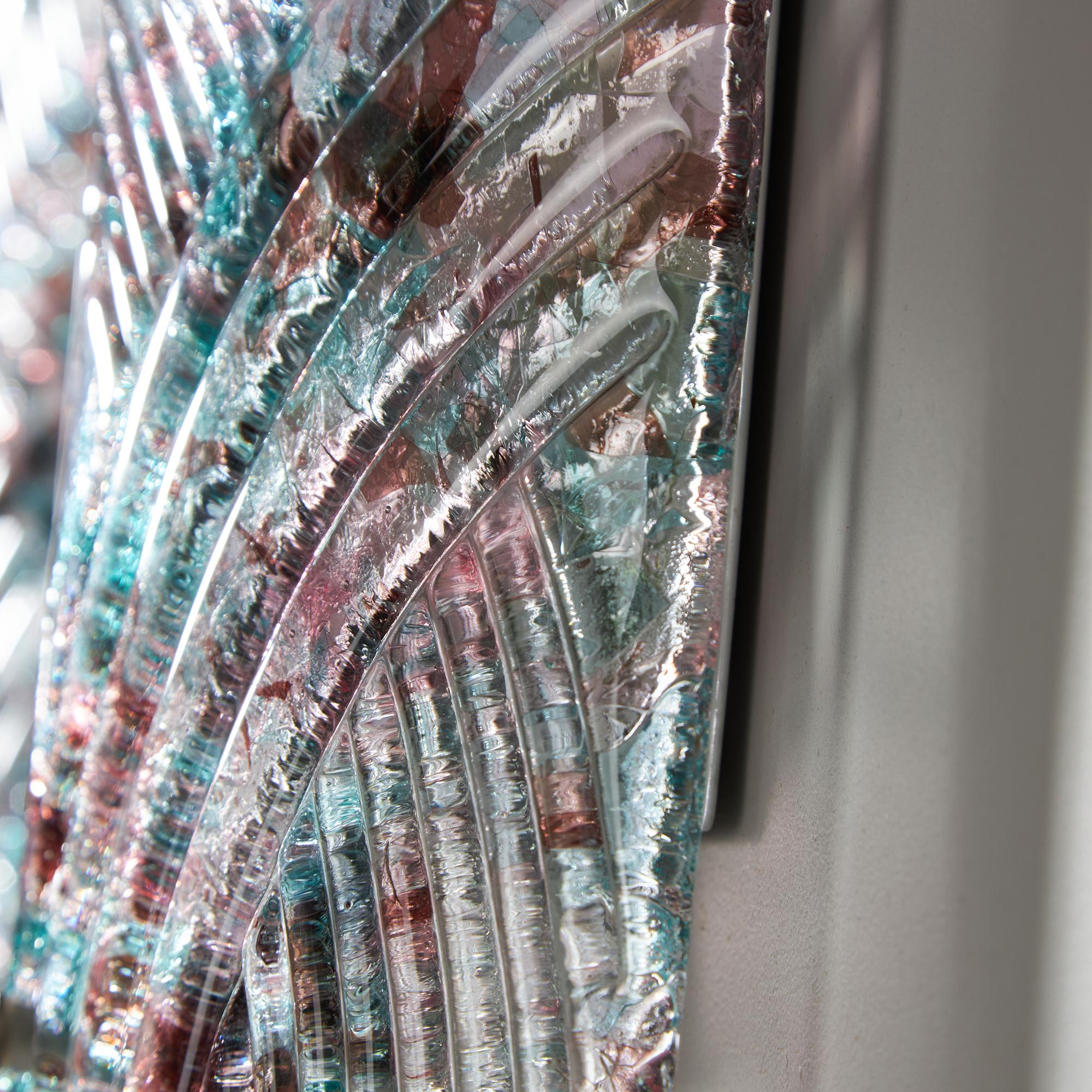 Translucent Murano Glass Wall Lamps with Teal and Purple Spots 3
