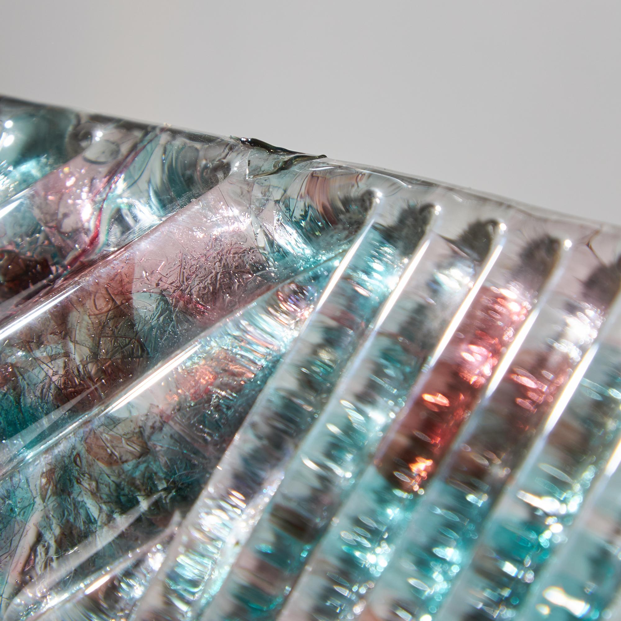 Translucent Murano Glass Wall Lamps with Teal and Purple Spots 4