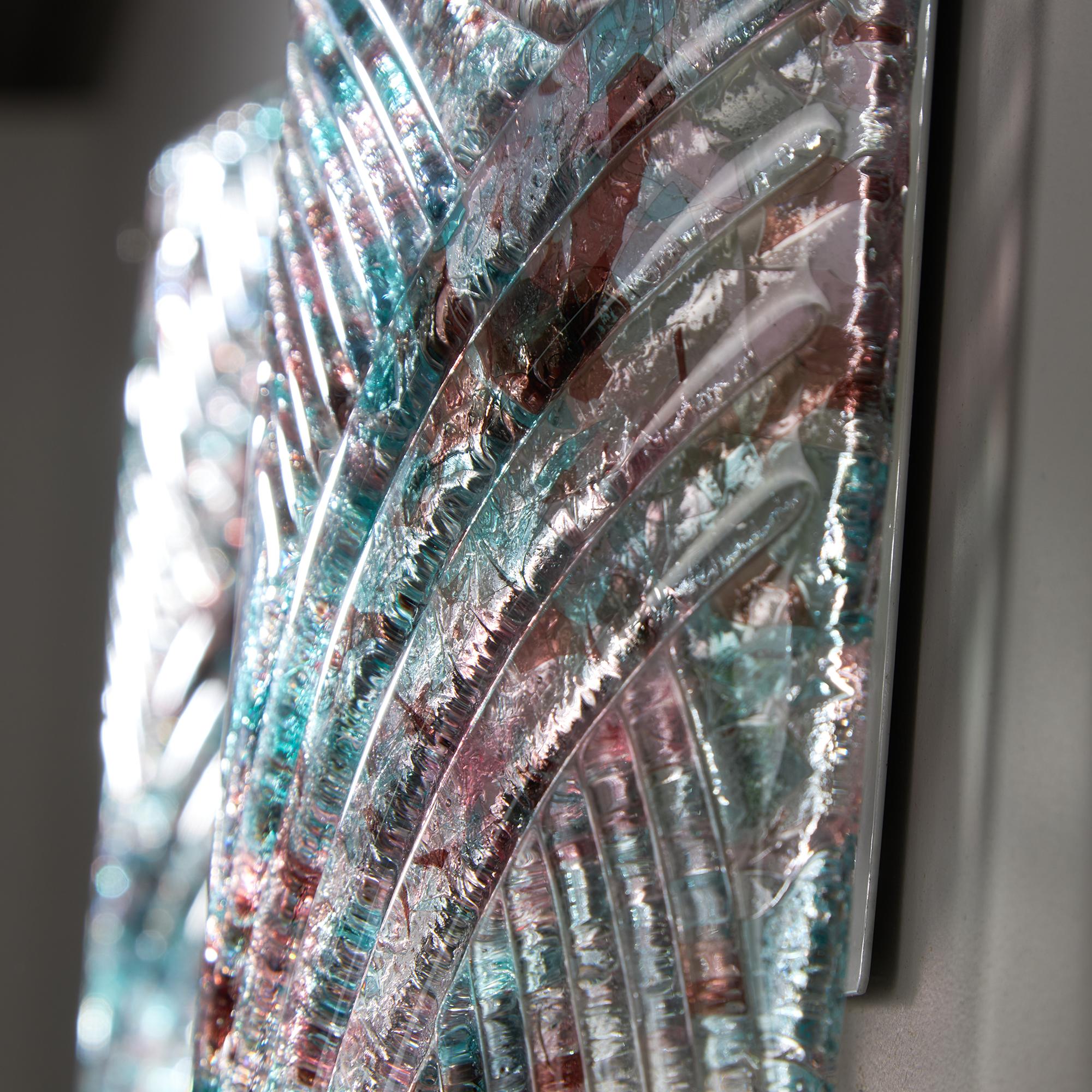 20th Century Translucent Murano Glass Wall Lamps with Teal and Purple Spots