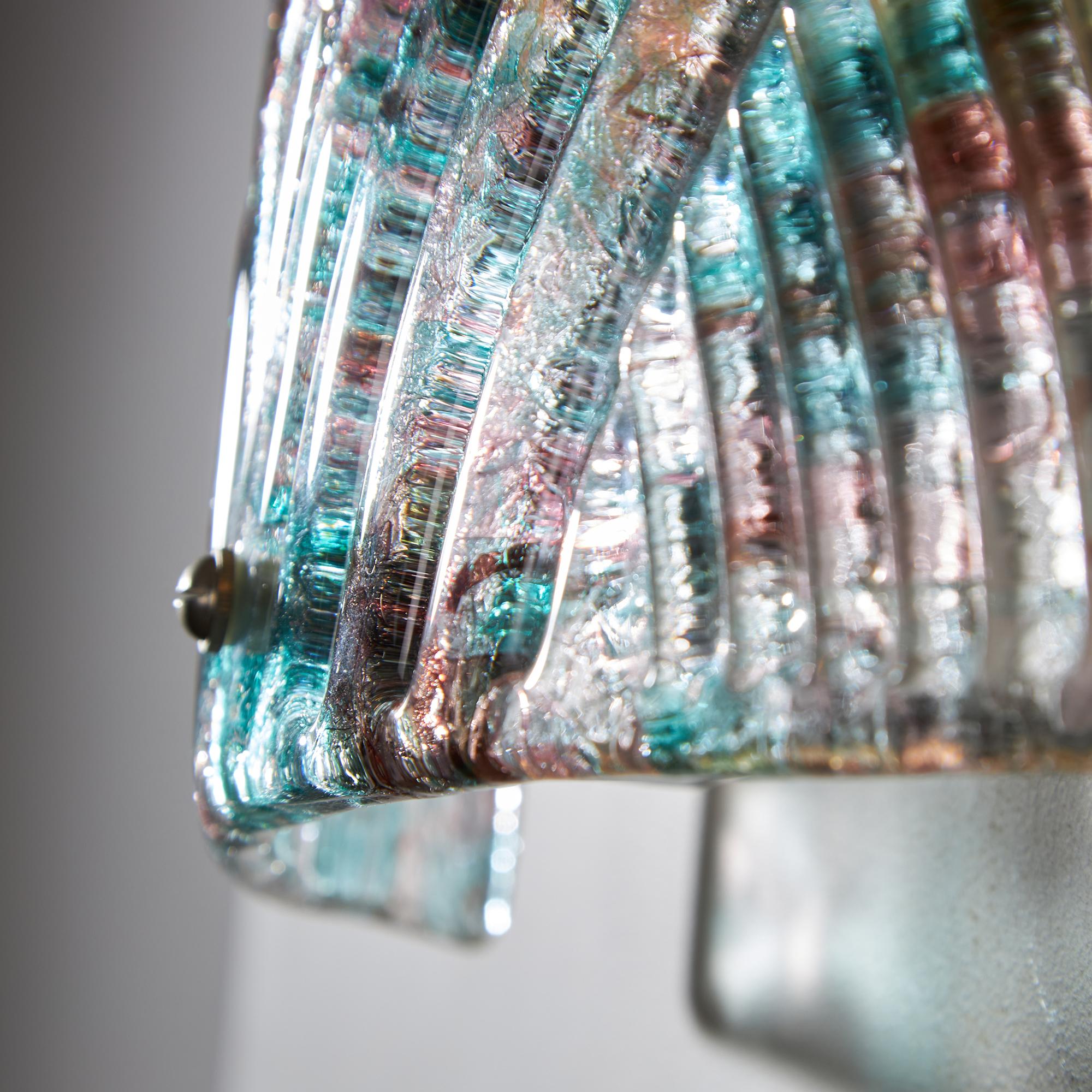 Metal Translucent Murano Glass Wall Lamps with Teal and Purple Spots