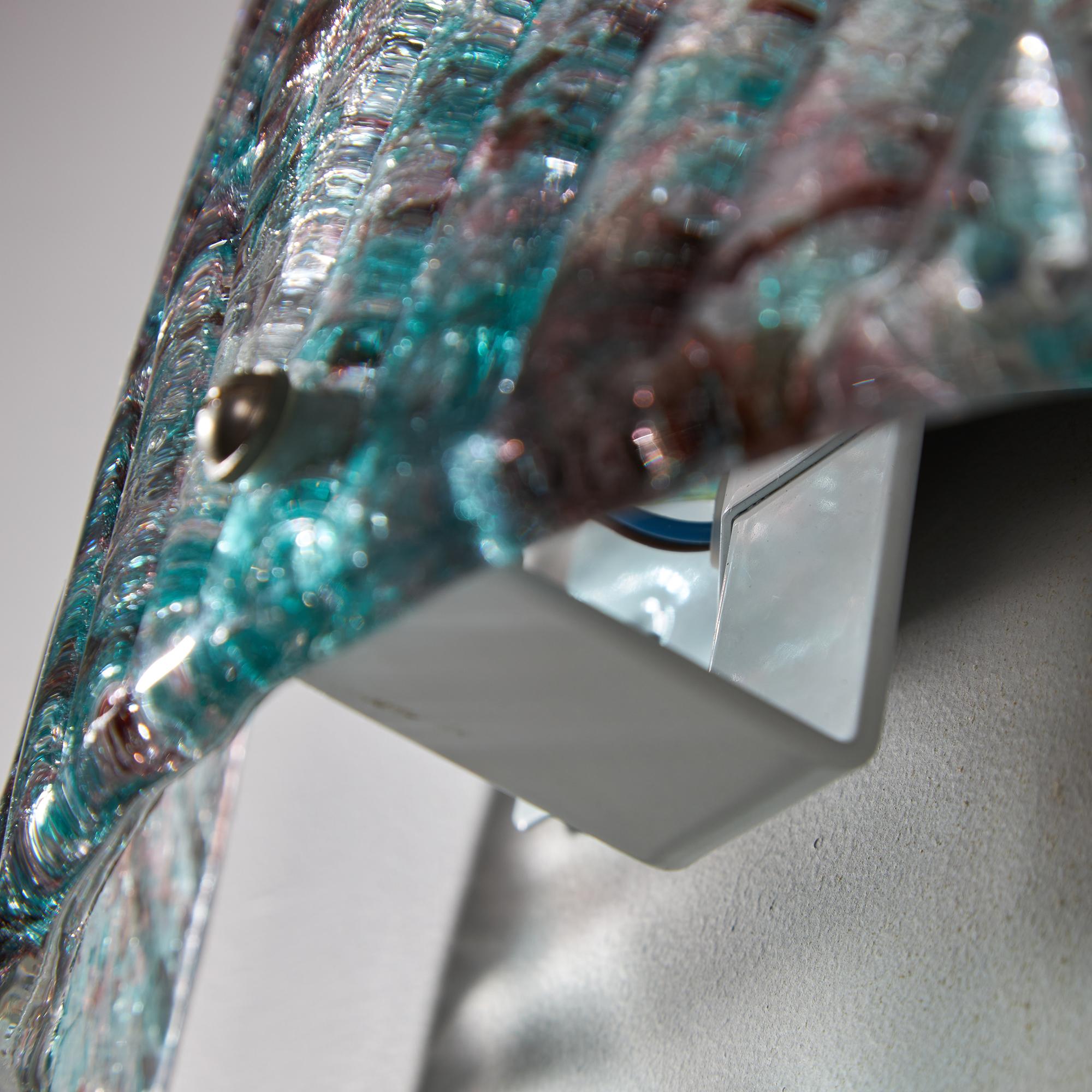 Translucent Murano Glass Wall Lamps with Teal and Purple Spots 1