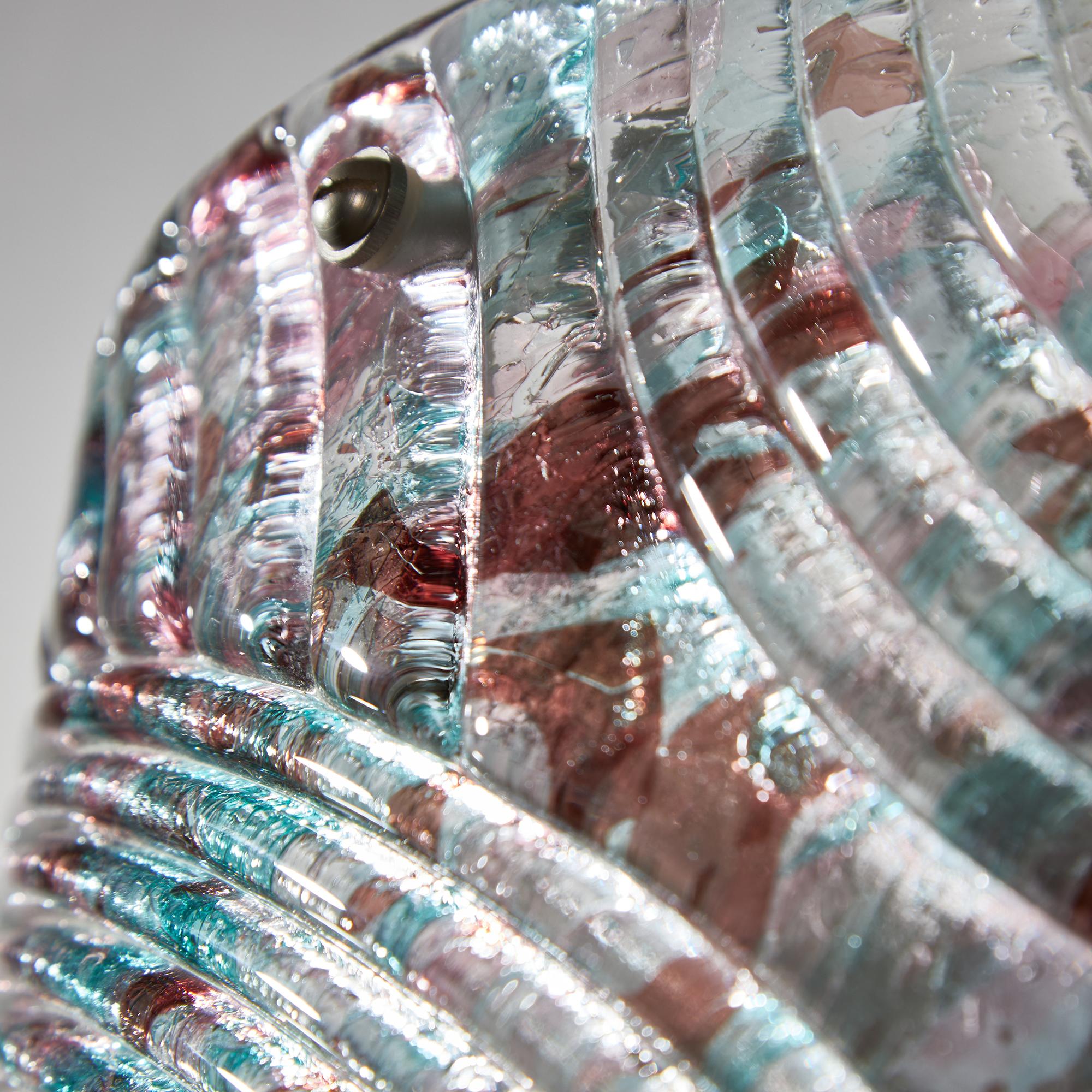 Translucent Murano Glass Wall Lamps with Teal and Purple Spots 2