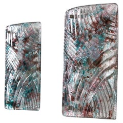 Translucent Murano Glass Wall Lamps with Teal and Purple Spots
