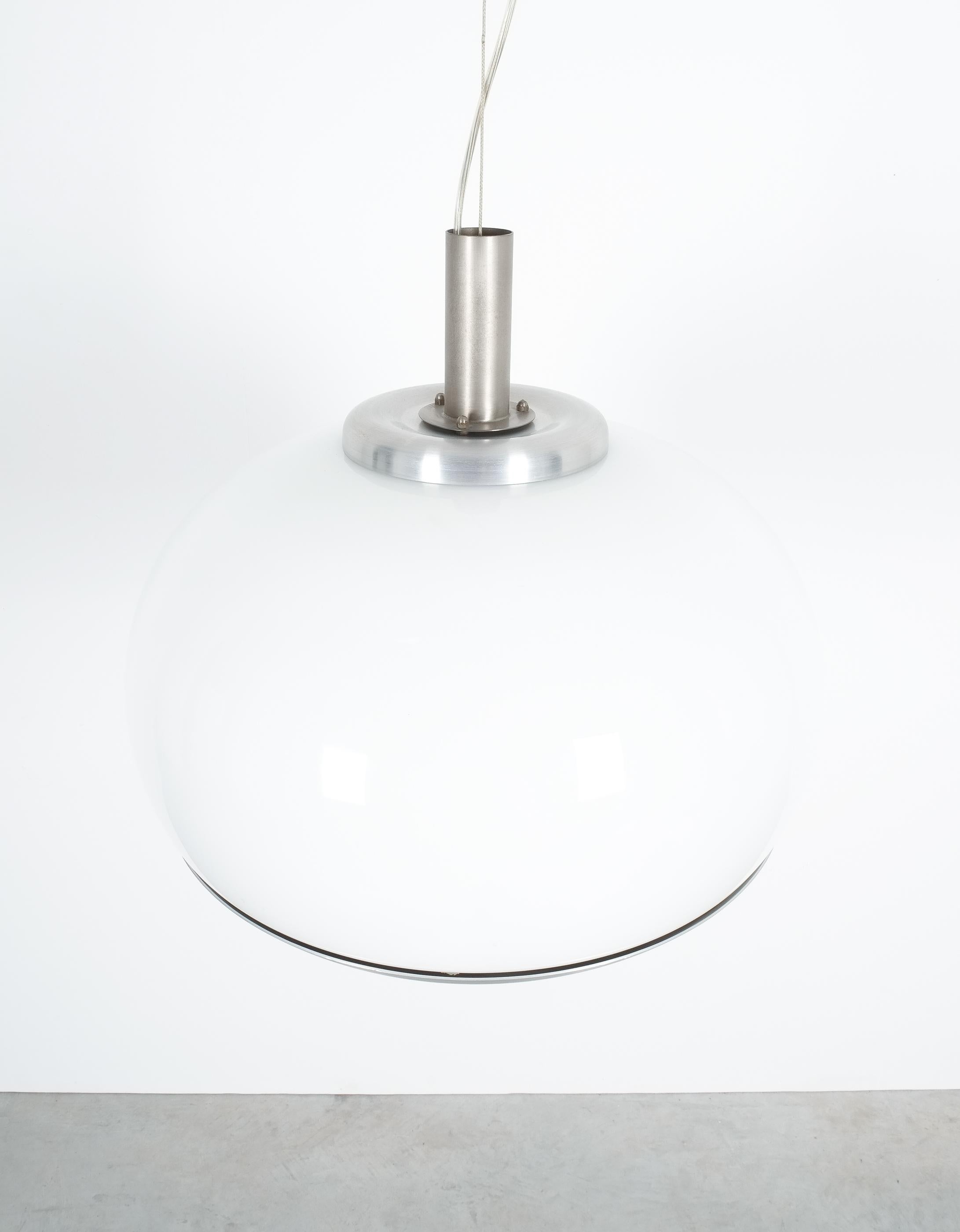 Translucent Optical Glass Pendant Lamp Lumi Italy , circa 1975 For Sale 1