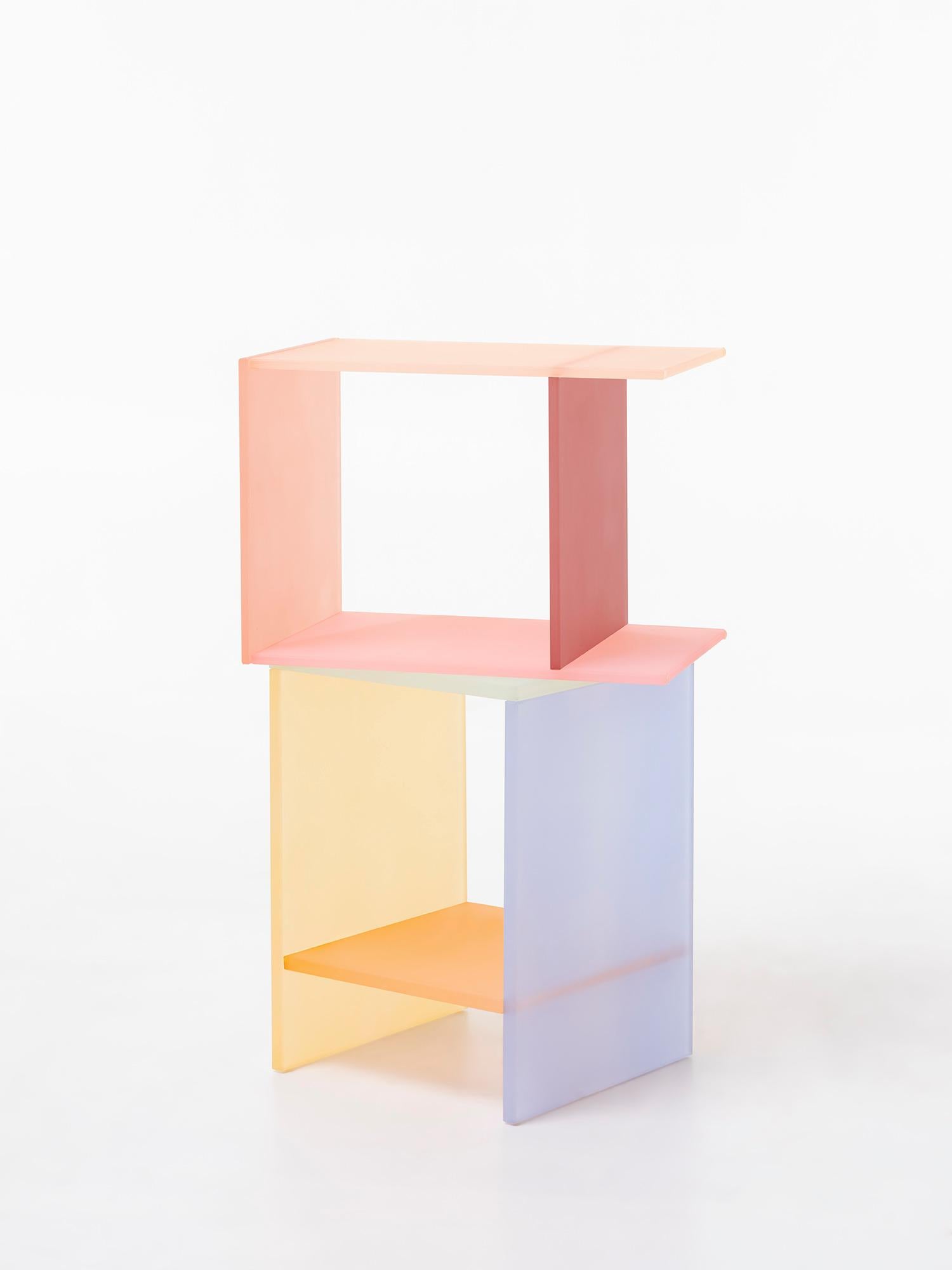Modern Translucent Pastel Hand Dyed Acrylic Tone Table by Sohyun Yun, Blue Tone For Sale