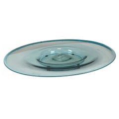 Translucent Round Glass Platter, Minimalist Modern Serving and Centerpiece Displ