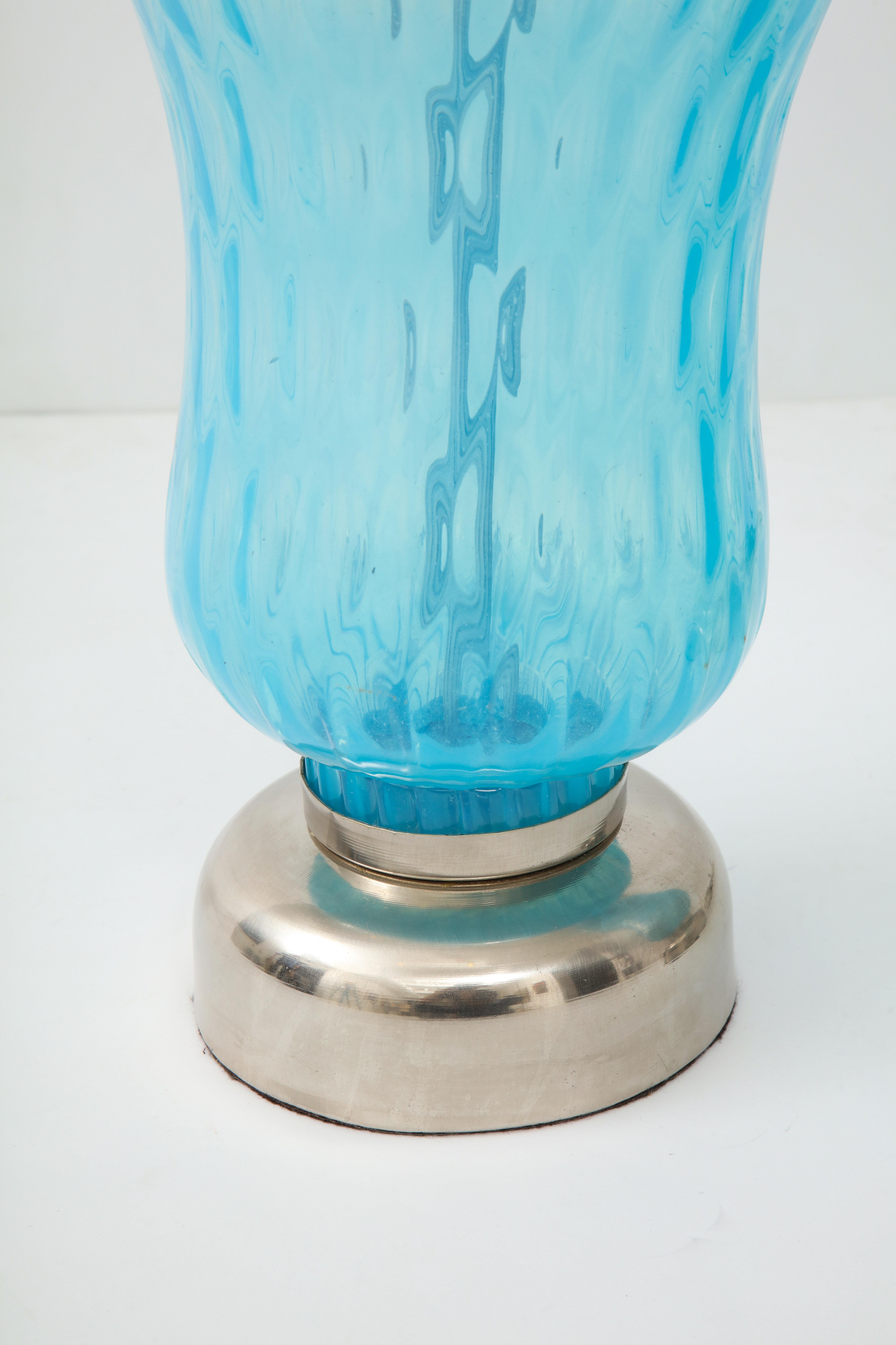 Translucent Sky Blue Murano Glass Lamps For Sale 6