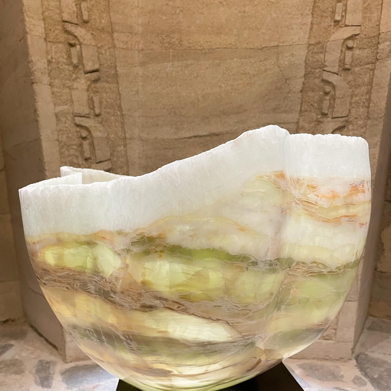 Hand Carved Sculptural Onyx Stone Decorative Bowl Sink For Sale 6