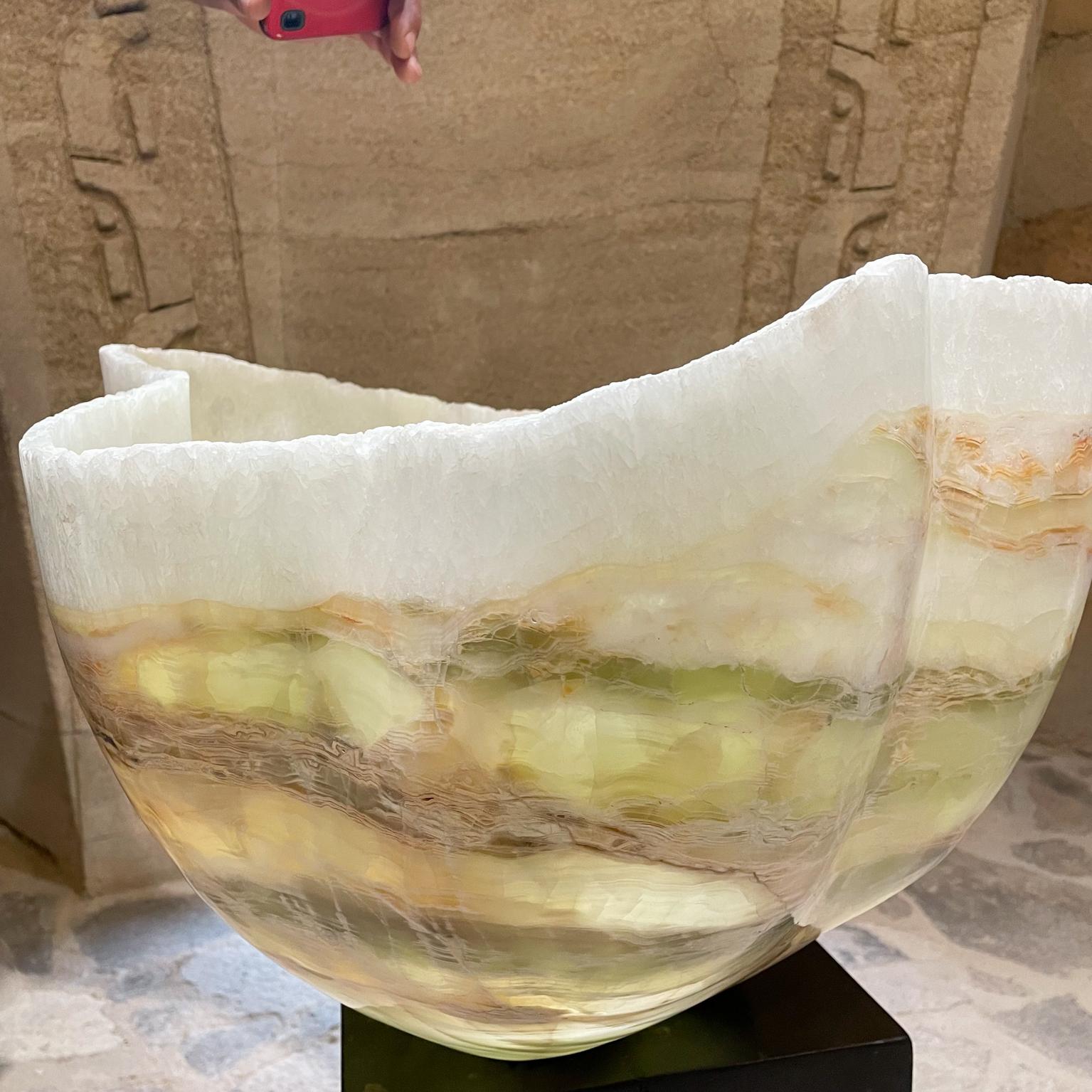 Hand Carved Sculptural Onyx Stone Decorative Bowl Sink For Sale 7