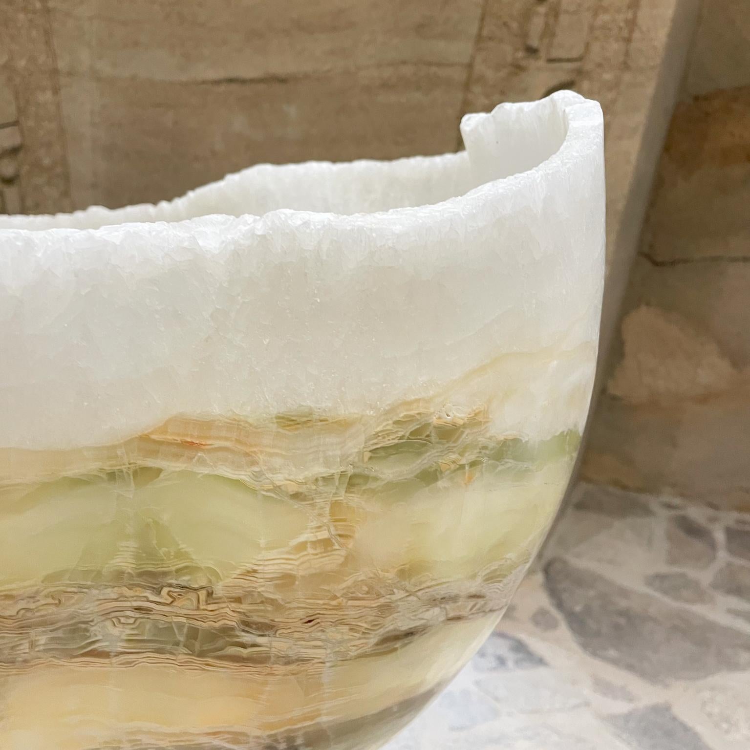 Contemporary Hand Carved Sculptural Onyx Stone Decorative Bowl Sink For Sale