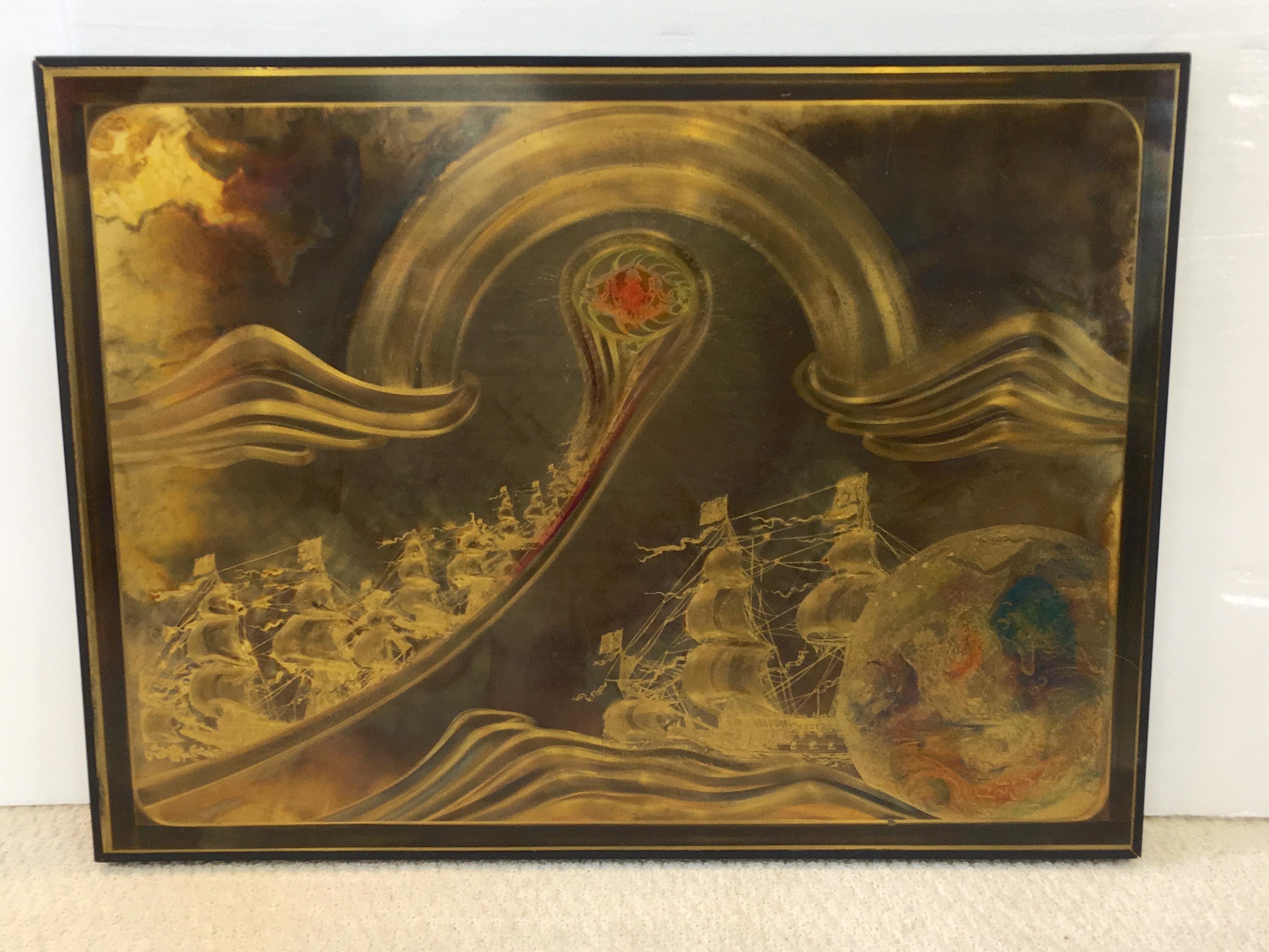 „Transmutation“ von Bernhard Rohne, Panel aus säuregeätztem Messing in Rahmen 18/100 im Angebot 3