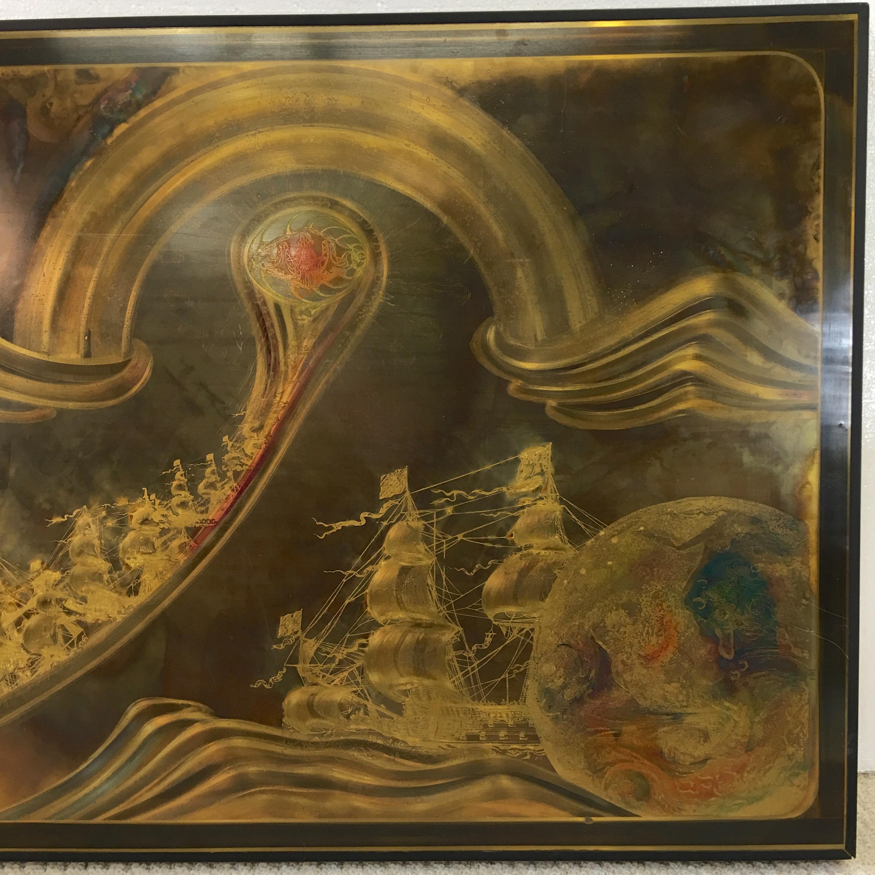 „Transmutation“ von Bernhard Rohne, Panel aus säuregeätztem Messing in Rahmen 18/100 im Zustand „Gut“ im Angebot in Hanover, MA