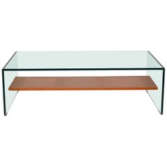 Transparence Glass Coffee Table by Adentro with Wood Shelf
