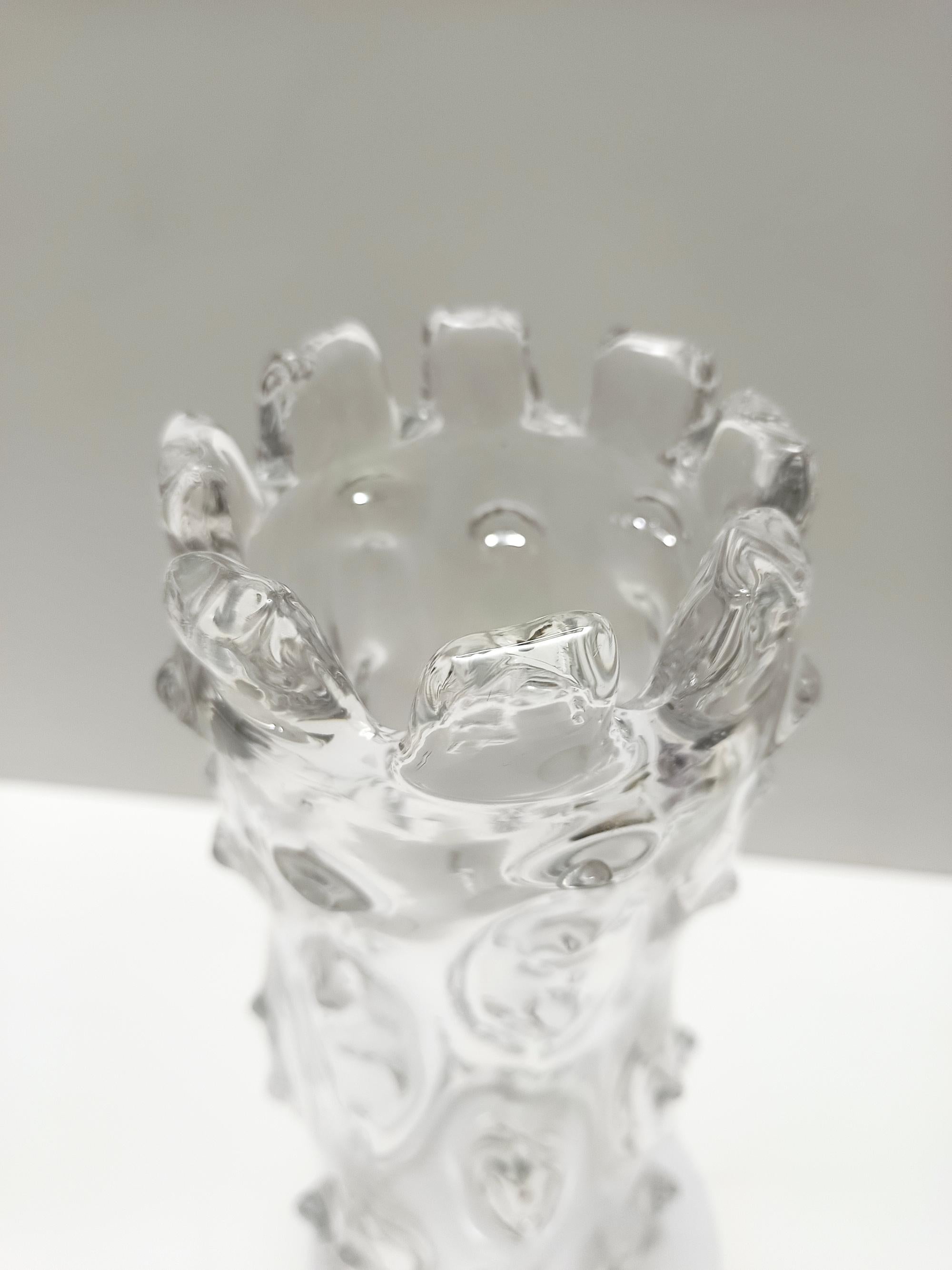 Metà XX secolo Vaso trasparente in vetro di Murano 