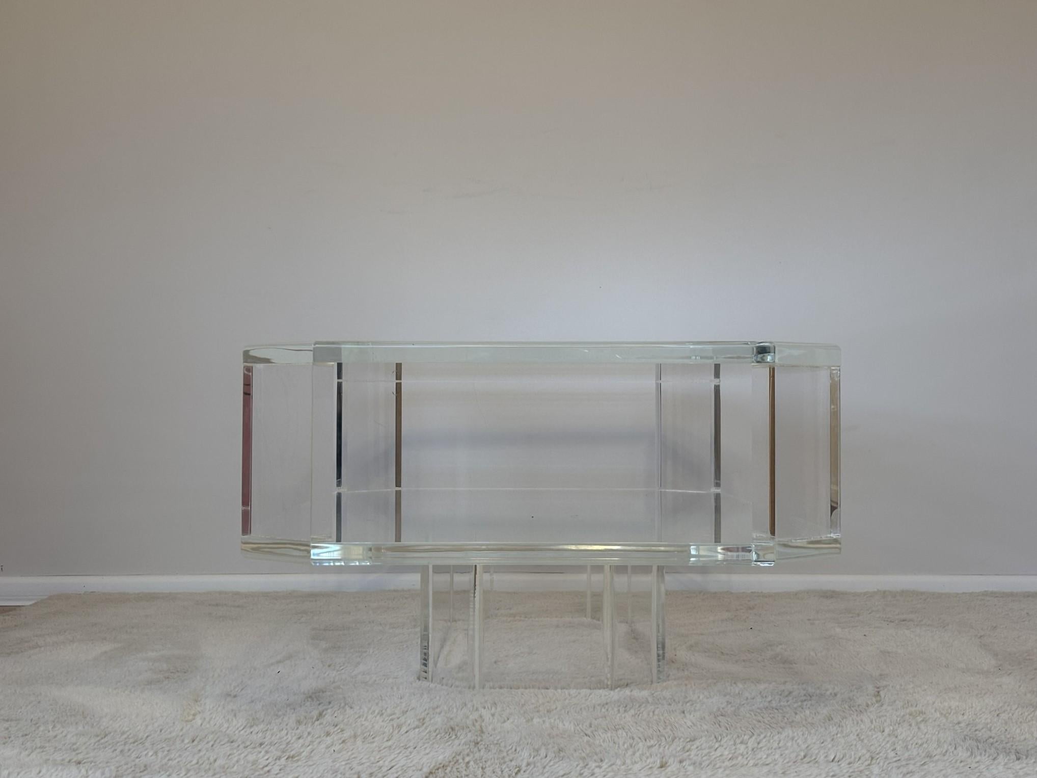 Transparent Acrylic Glass Coffee Table For Sale 4