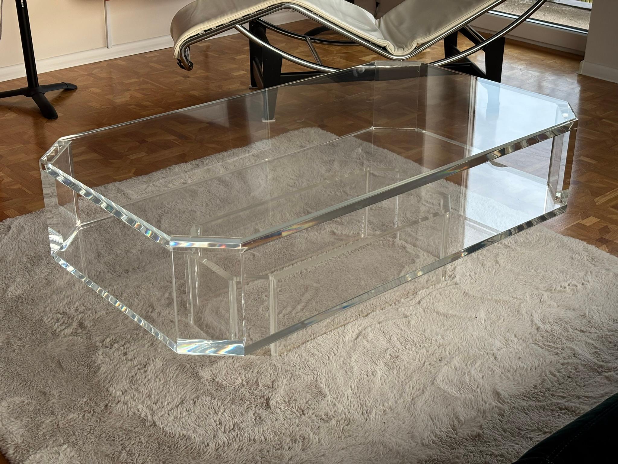 Transparent Acrylic Glass Coffee Table For Sale 5