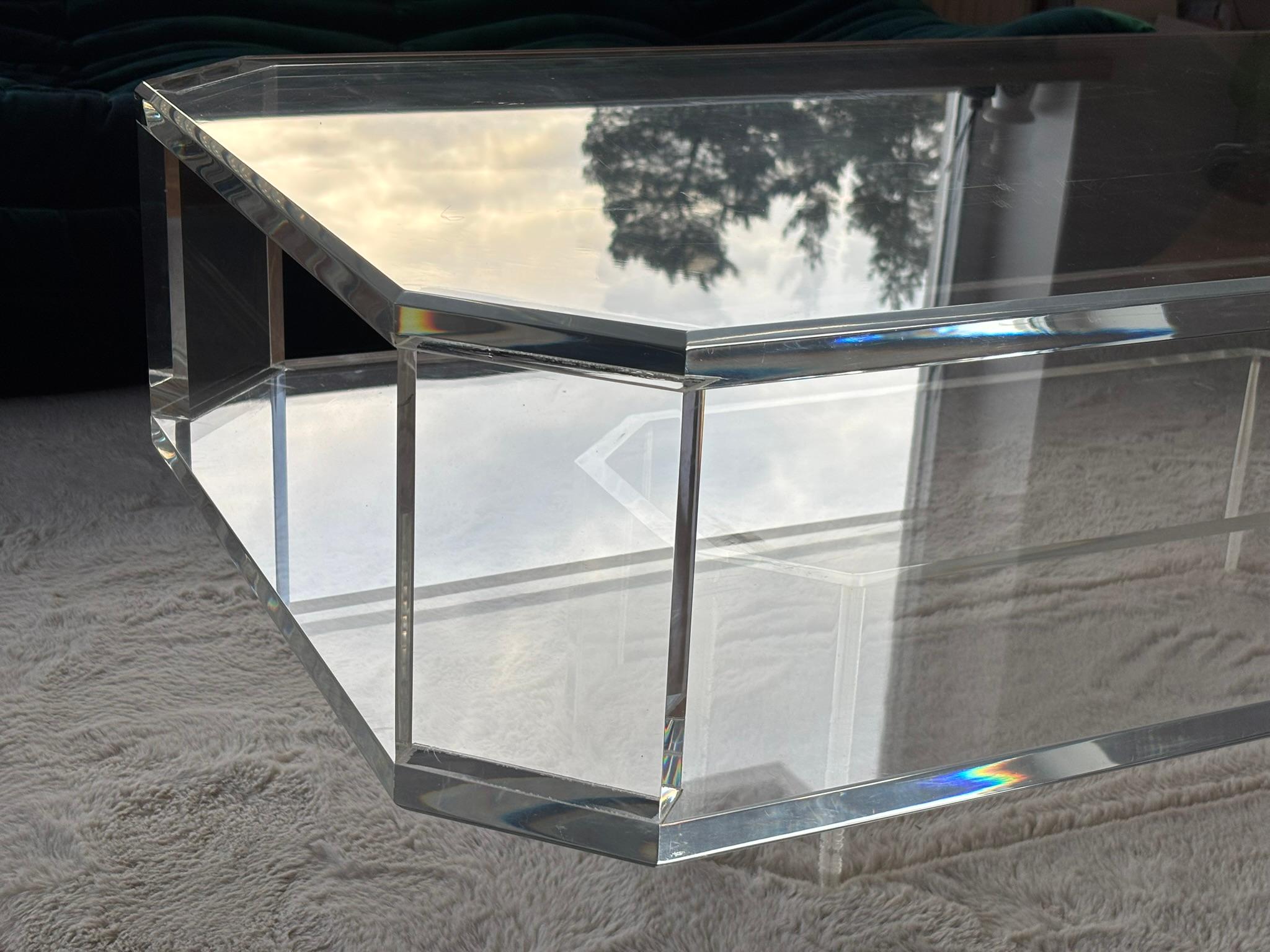 Transparent Acrylic Glass Coffee Table For Sale 6