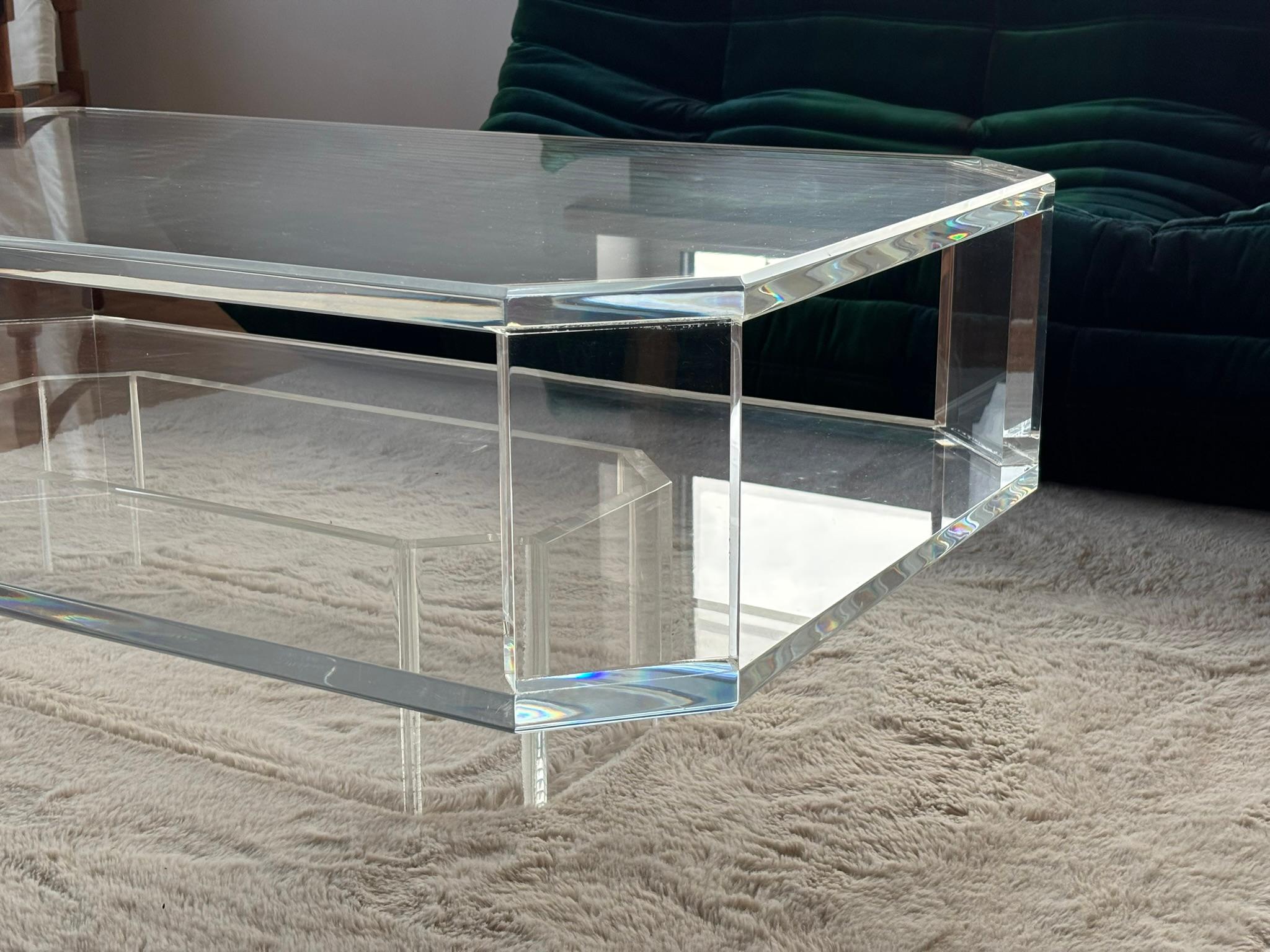 Transparent Acrylic Glass Coffee Table For Sale 7