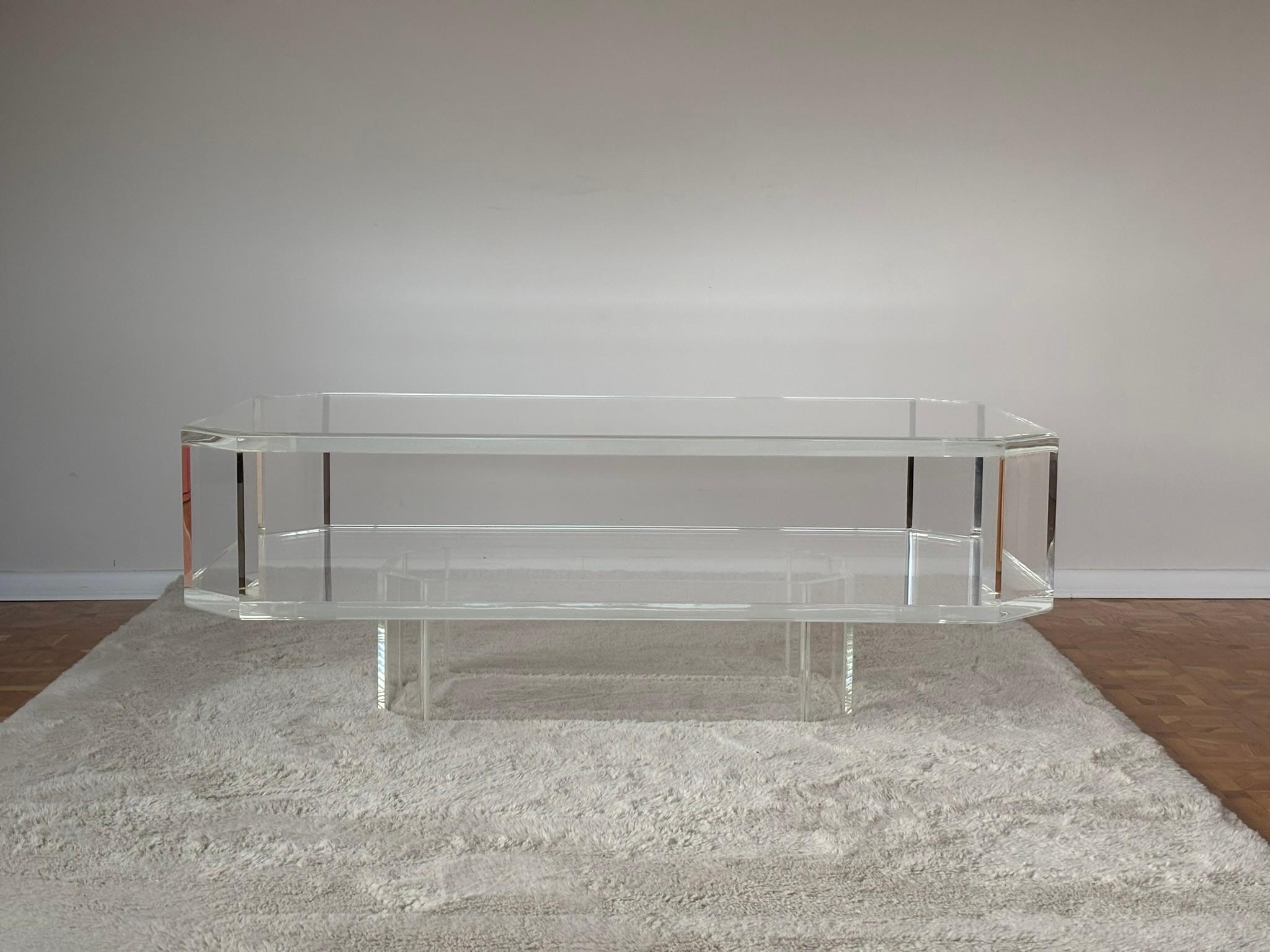 Transparent Acrylic Glass Coffee Table For Sale 1