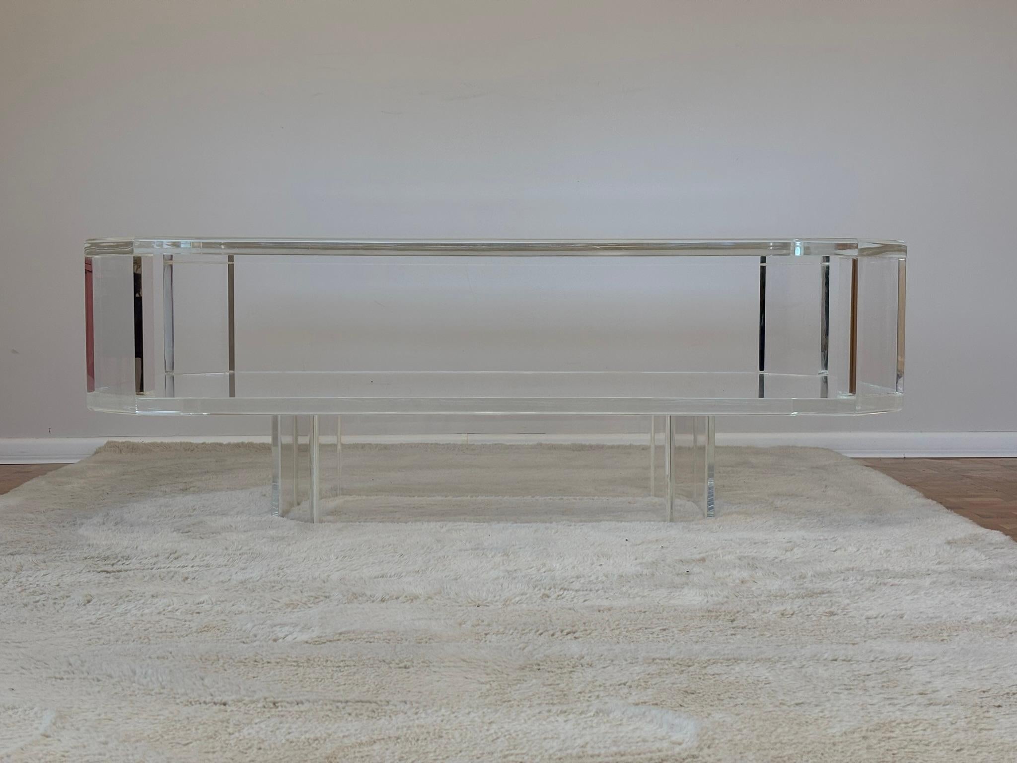 Transparent Acrylic Glass Coffee Table For Sale 2