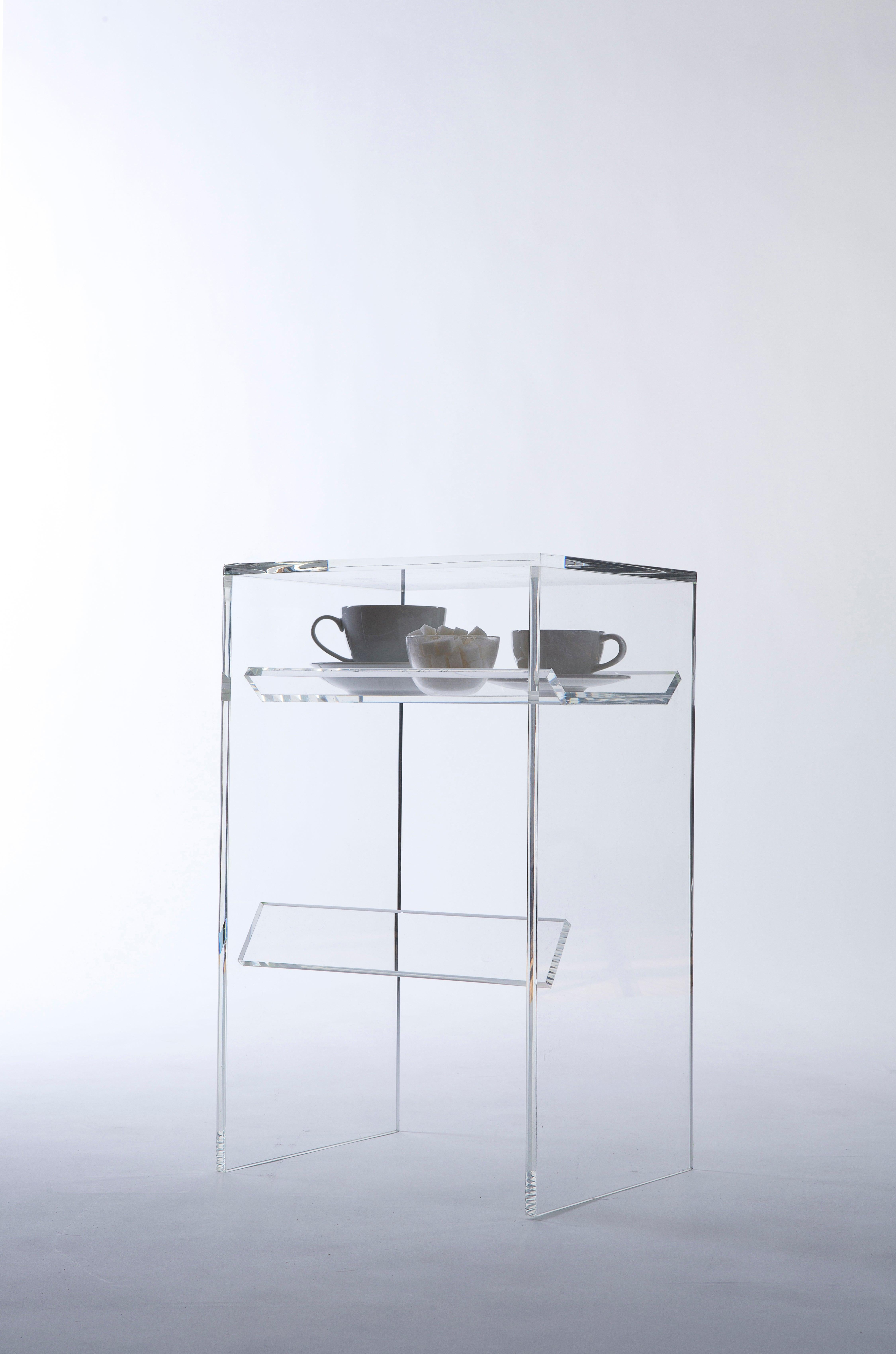 Transparenter Acryl-Beistelltisch mit vielseitigem Untersitz und Terrarium (Moderne) im Angebot