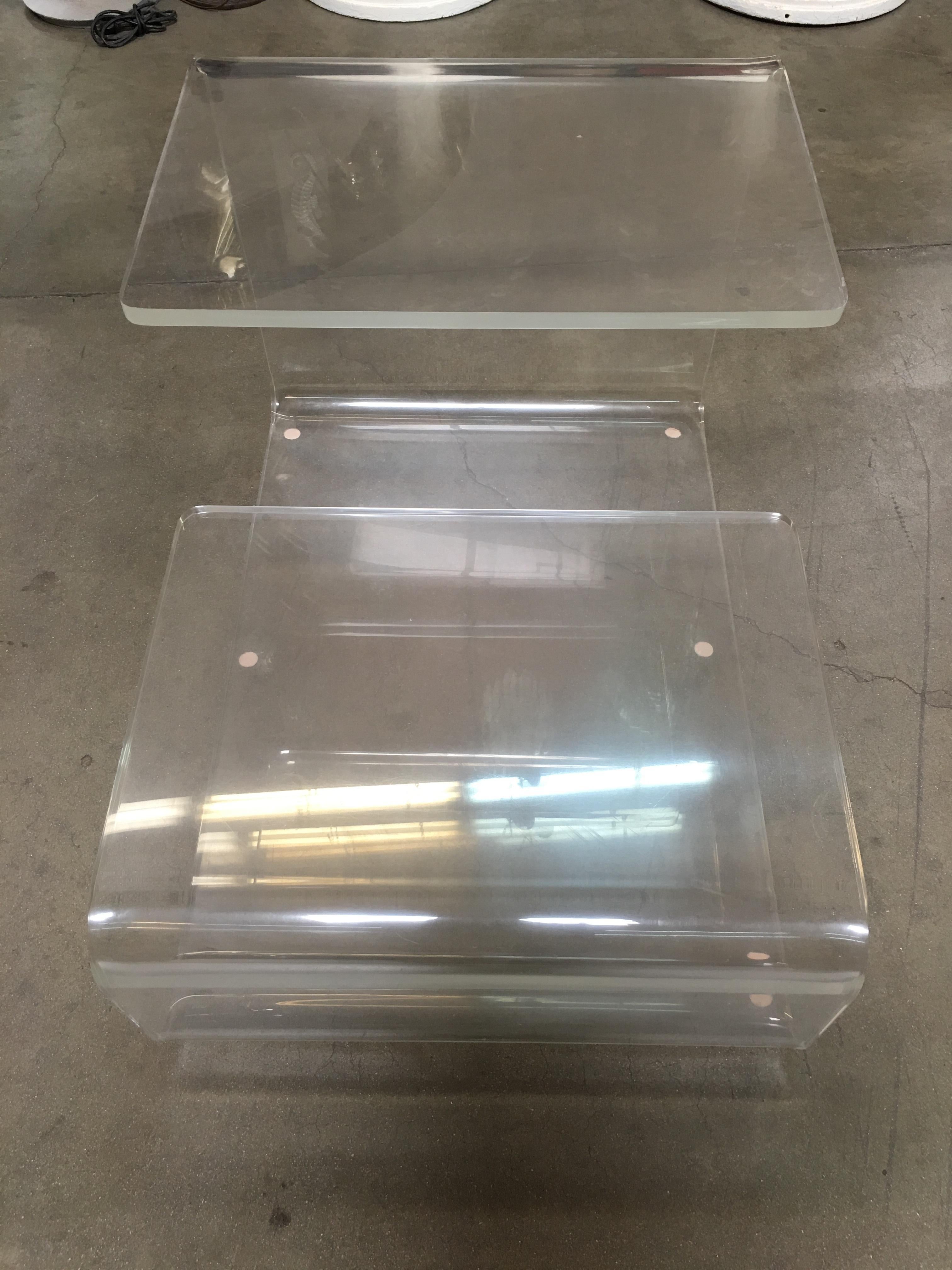 Transparent Acrylic Side-Table with Multi-Purpose Two-Tier Table Tops 1