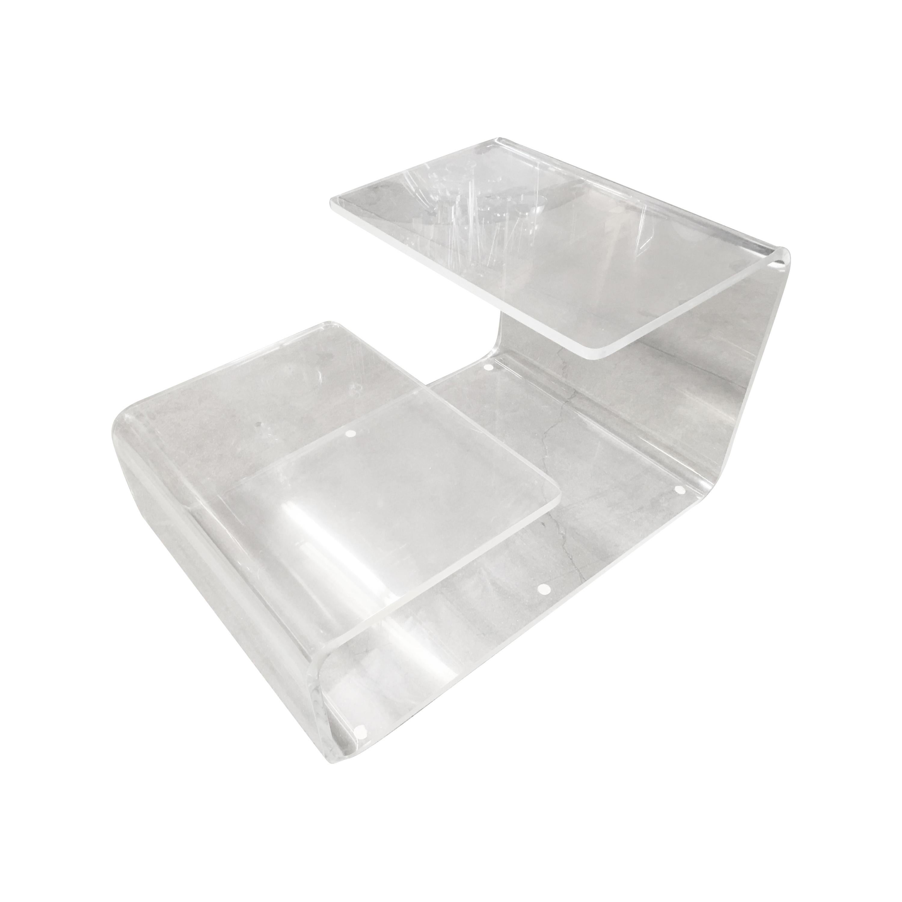 Transparent Acrylic Side-Table with Multi-Purpose Two-Tier Table Tops