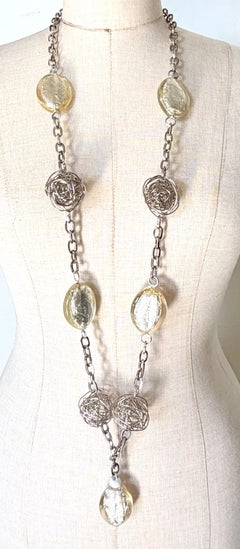 Transparent Acrylic with a Metal Core and Stainless Steel Chain Necklace