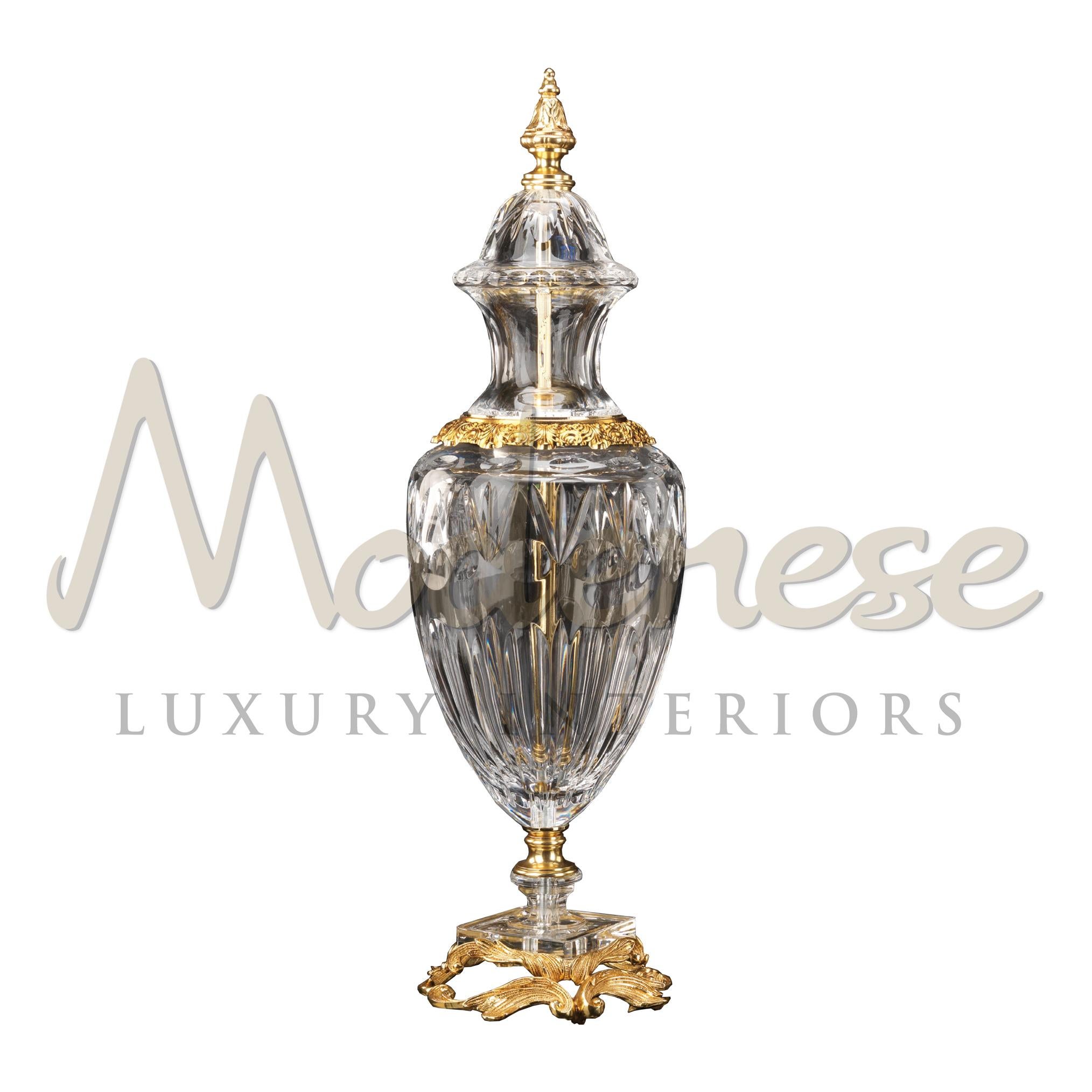 Empire Transparent Amphora in Bronze and Crystal by Modenese Luxury Interiors For Sale