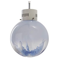 Transparent and Blue Murano Glass Pendant by Carlo Nason for Mazzega, Italy