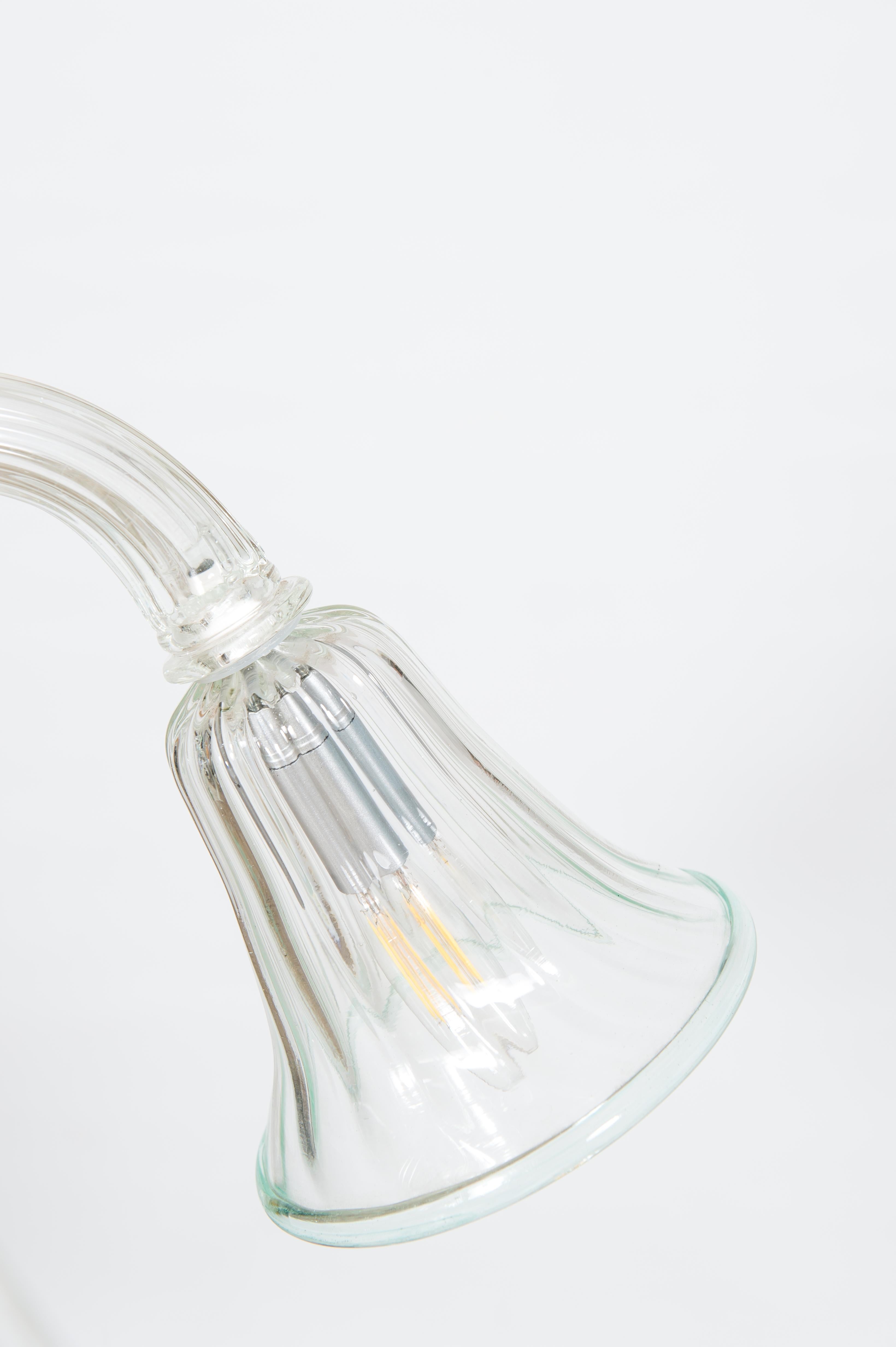Transparent and Green Bluebell Chandelier in Murano Glass, Italy For Sale 3