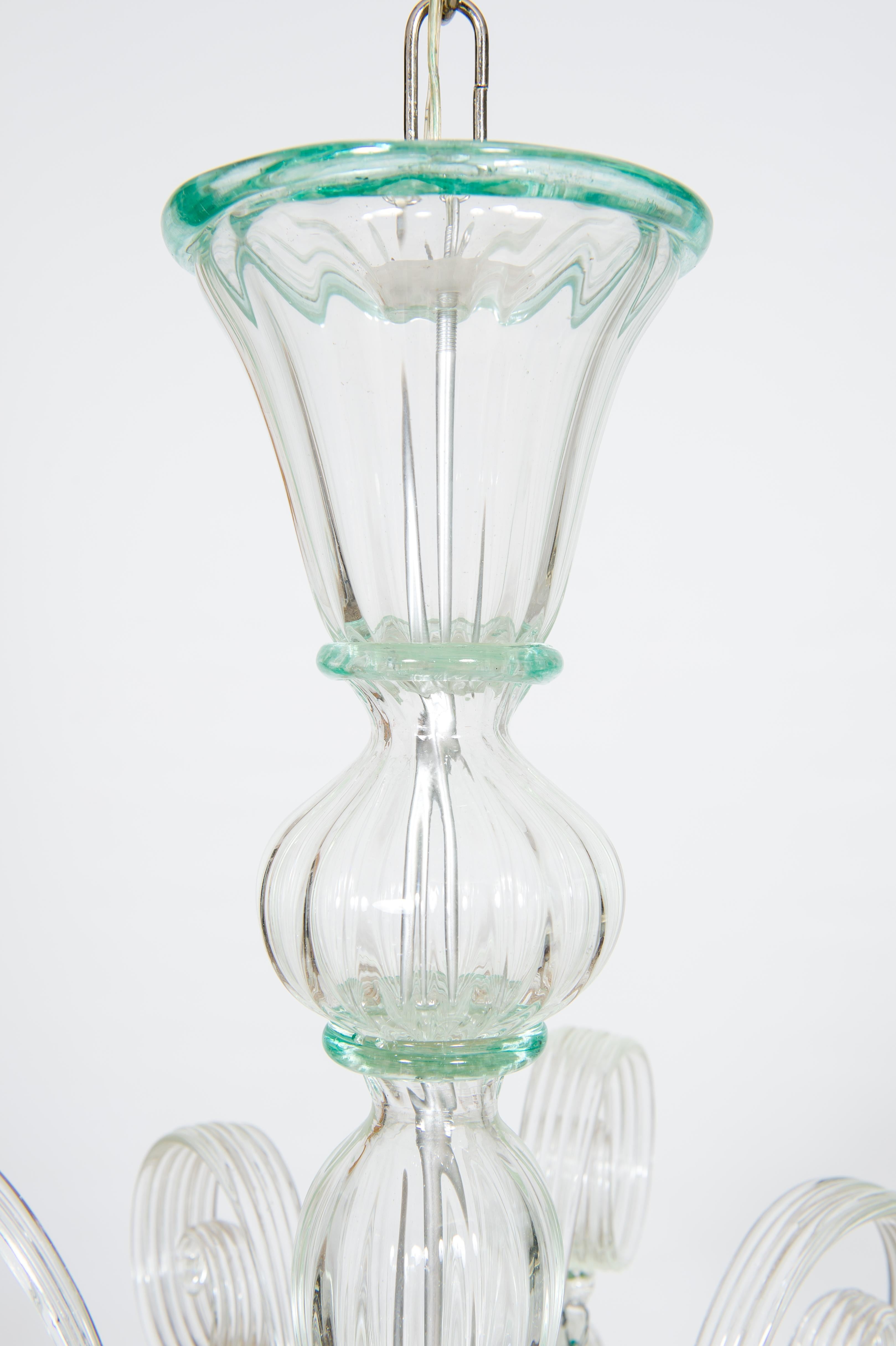 Transparenter und grüner Bluebell-Kronleuchter aus Murano-Glas, Italien im Angebot 6