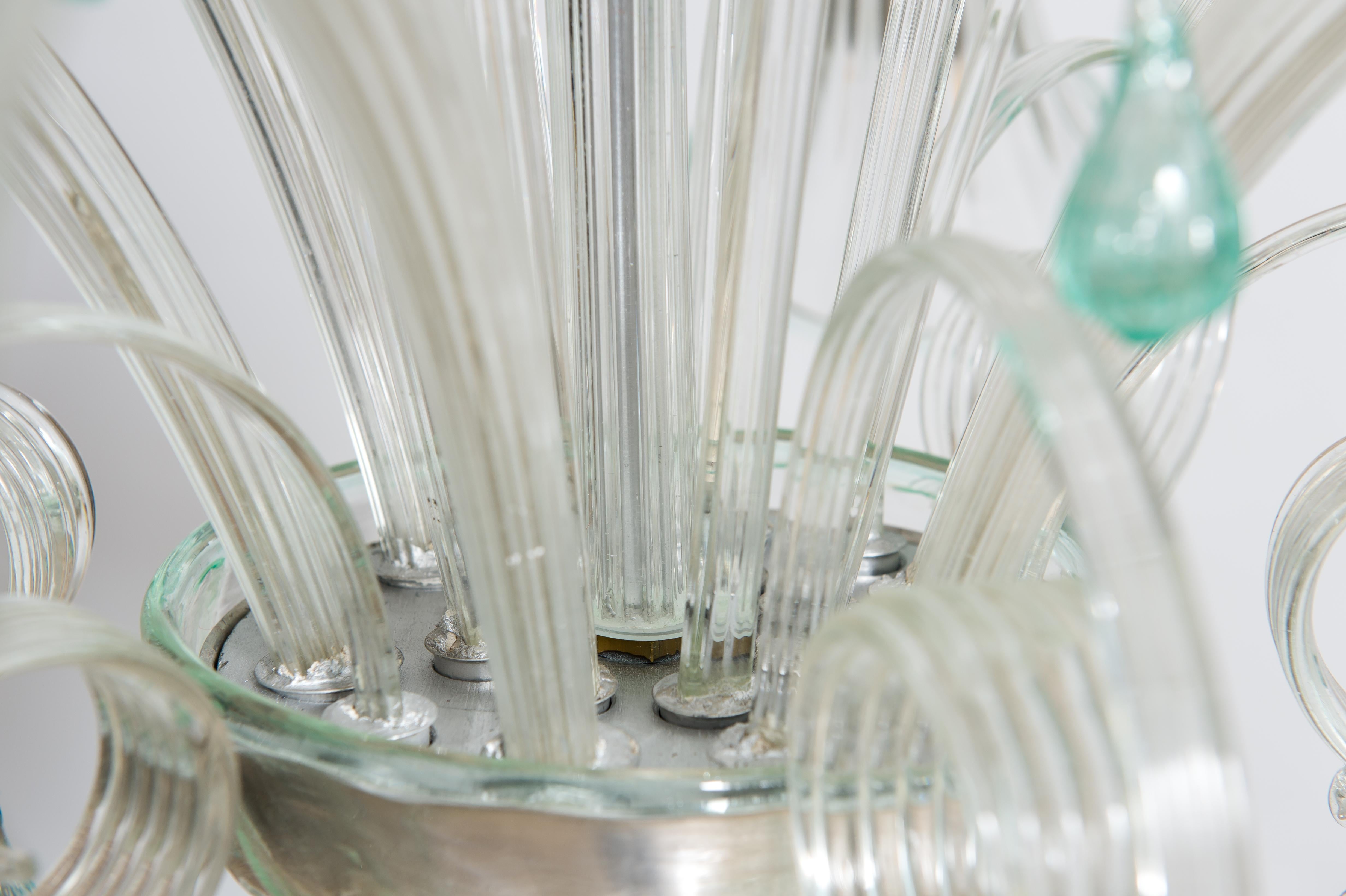 Transparenter und grüner Bluebell-Kronleuchter aus Murano-Glas, Italien im Angebot 10
