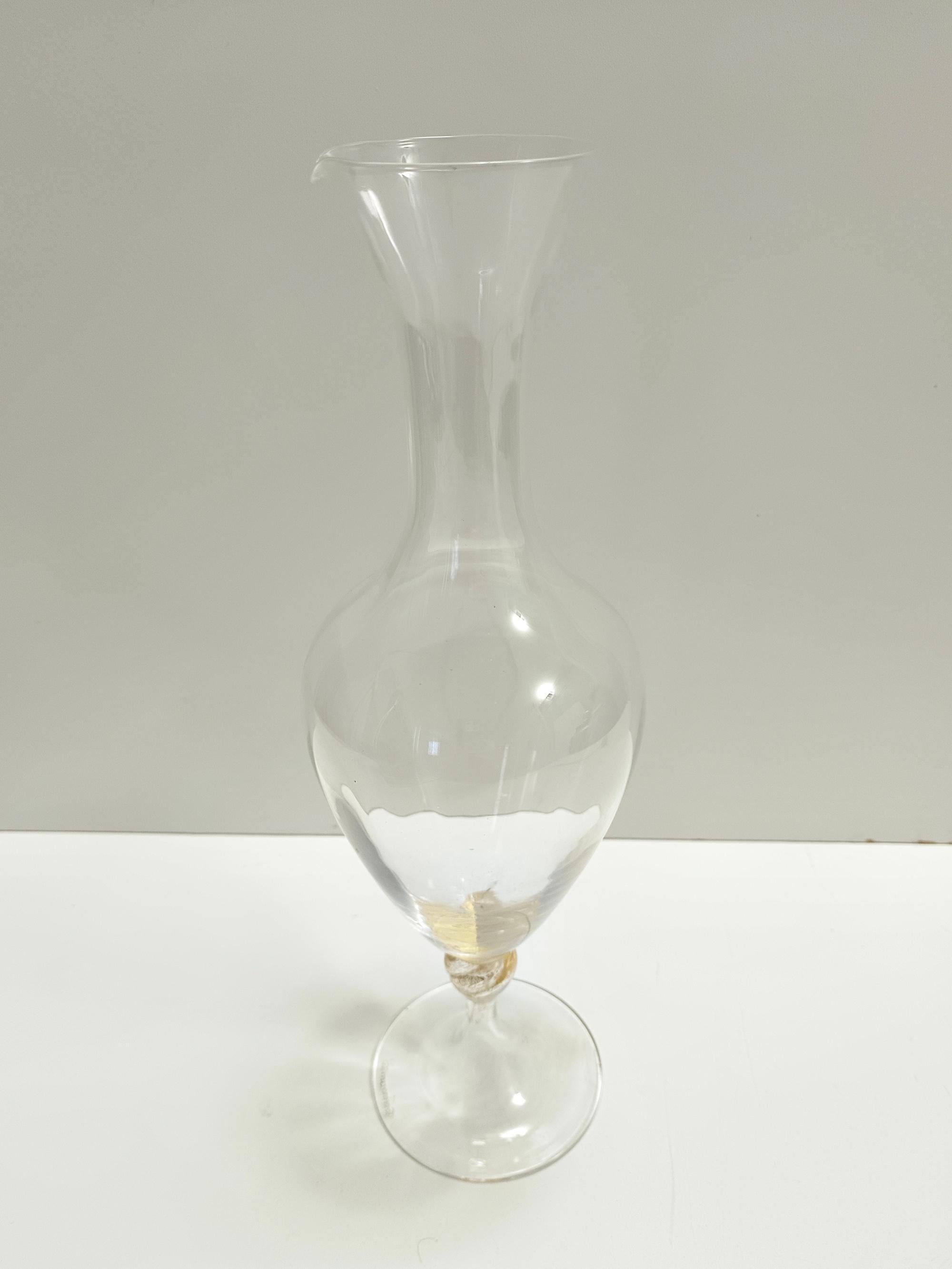 Krugvase aus transparentem und Murano-Glas von La Murrina mit Blattgold, Italien (Ende des 20. Jahrhunderts) im Angebot