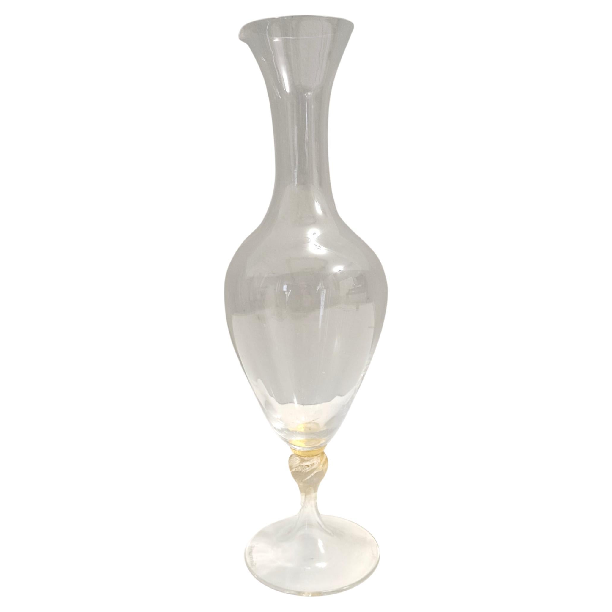 Transparent and Murano Glass Pitcher Vase by La Murrina with Gold Leaf, Italy For Sale