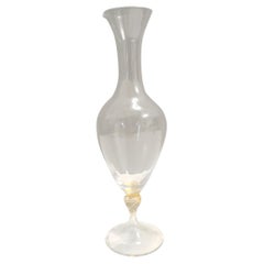 Transparent and Murano Glass Pitcher Vase by La Murrina with Gold Leaf, Italy
