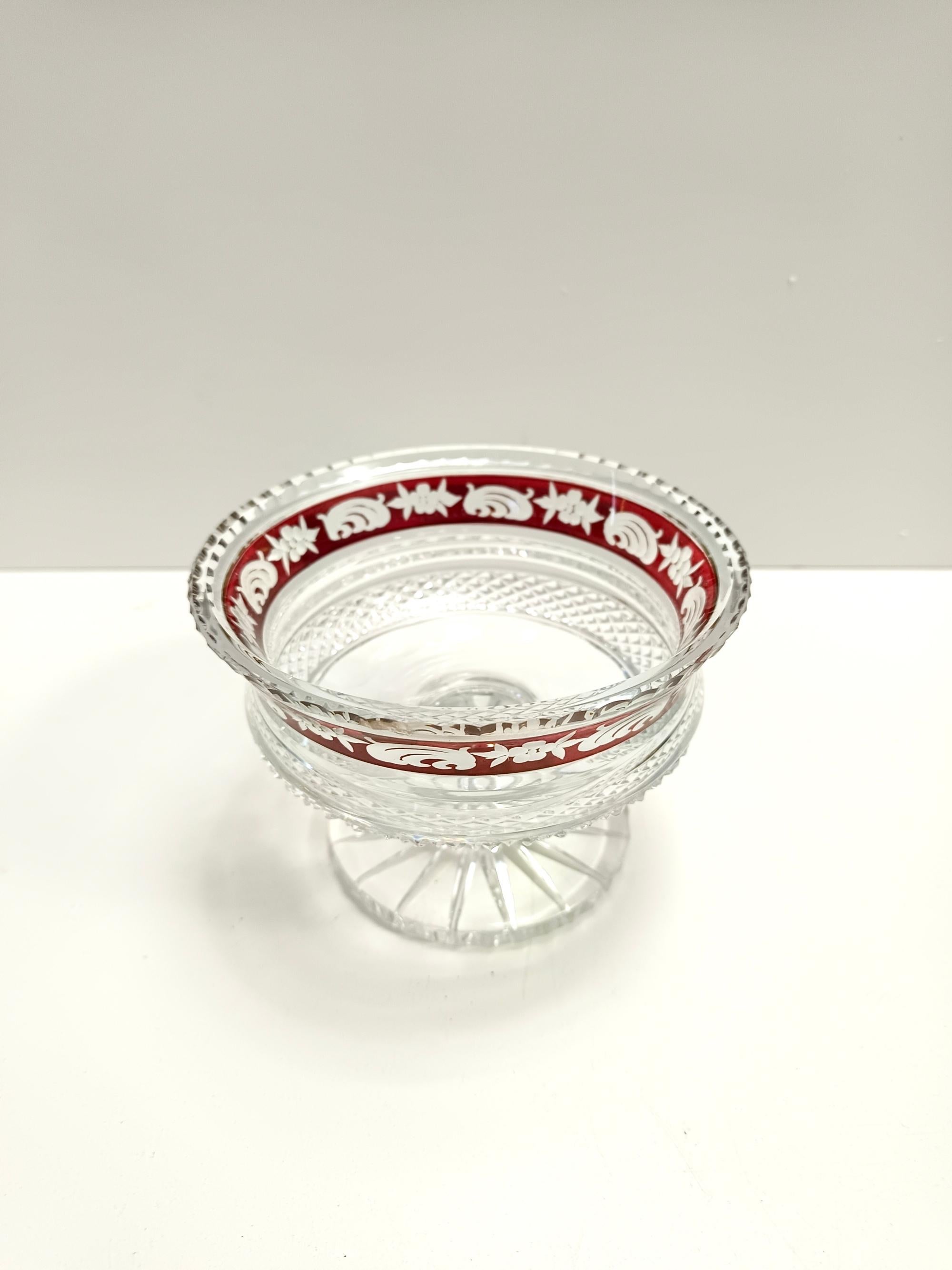 Mid-20th Century Transparent and Red Crystal Vide-Pouch / Centerpiece, Czech Republic For Sale