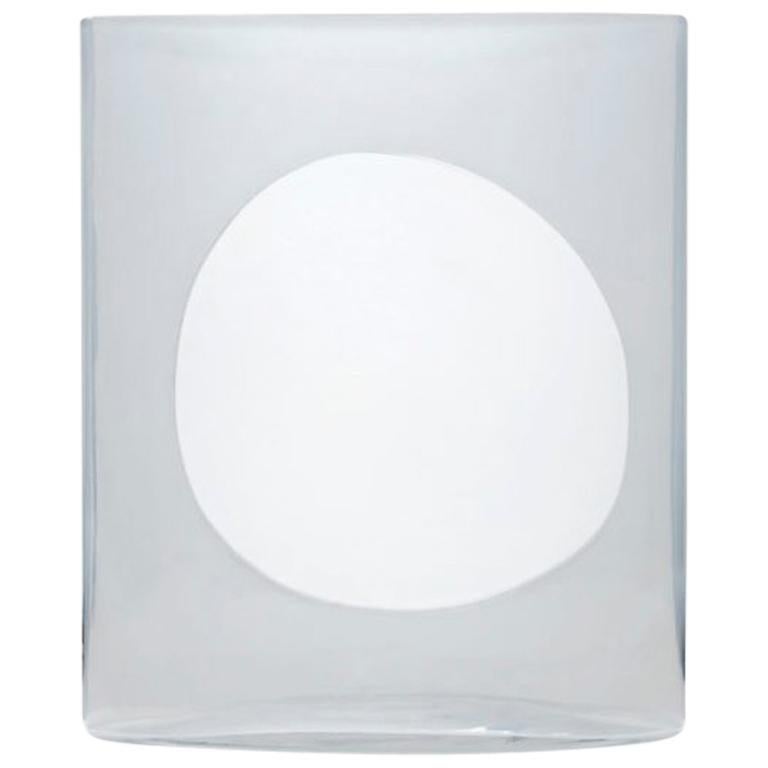 Transparent and White Glass Vase Model 