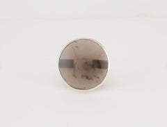 Transparent black obsidian silver ring