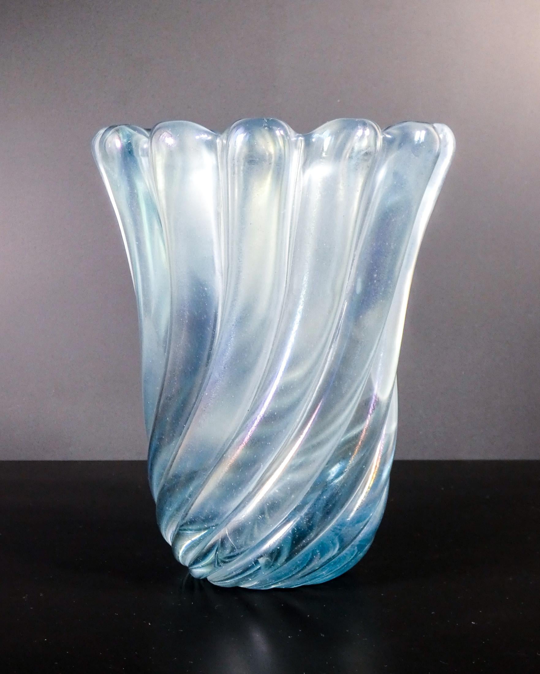 Italian Transparent Blown Glass Vase Mod. 7609, Design Flavio Poli for Seguso, Italy