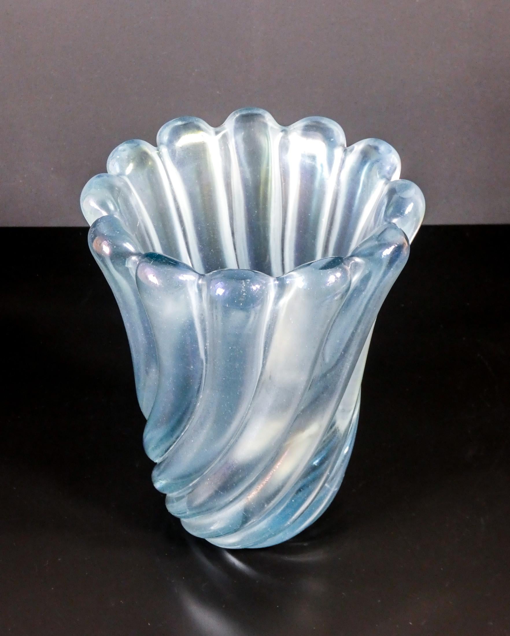 Transparent Blown Glass Vase Mod. 7609, Design Flavio Poli for Seguso, Italy In Good Condition In Torino, IT