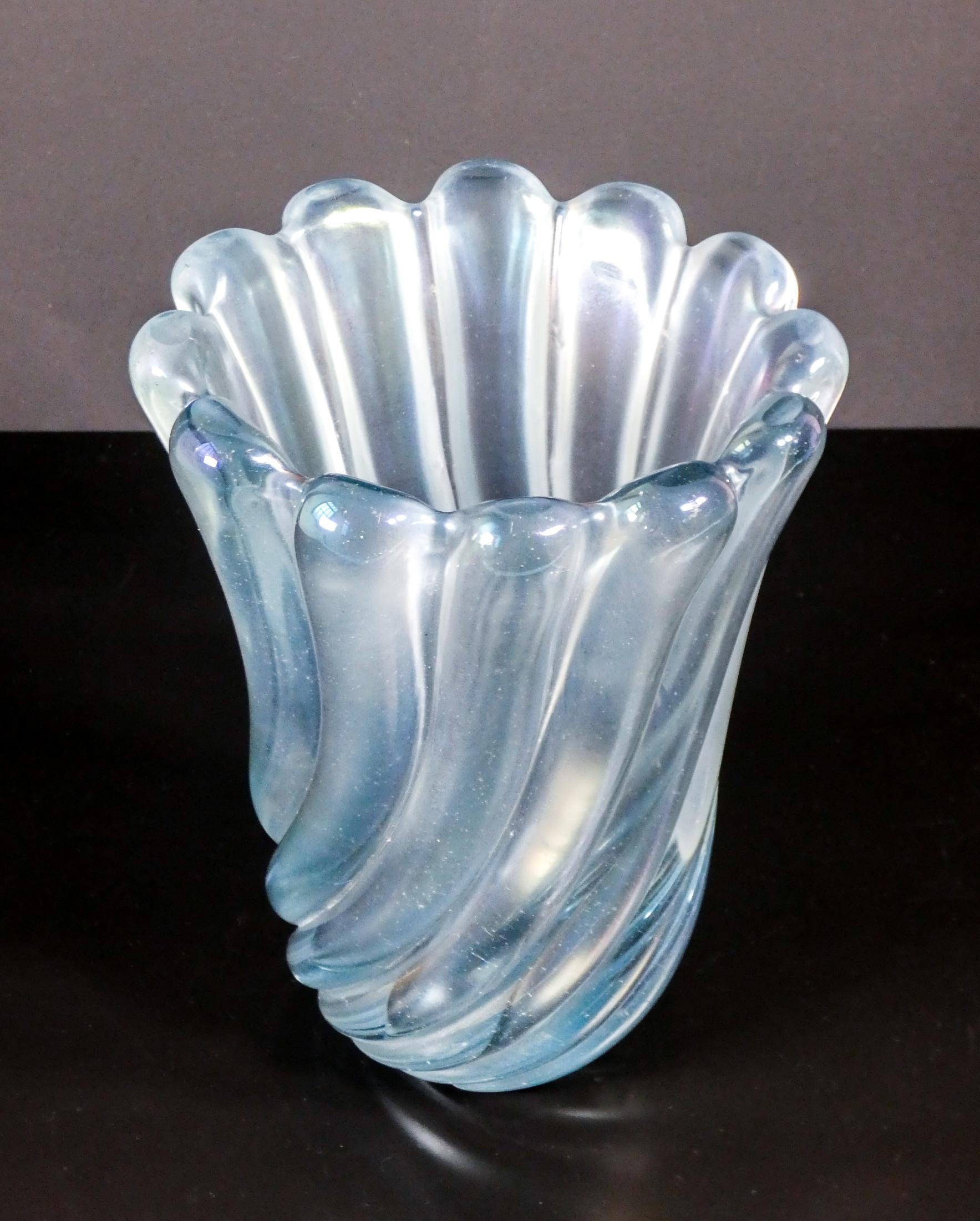 Transparent Blown Glass Vase Mod. 7609, Design Flavio Poli for Seguso, Italy 1