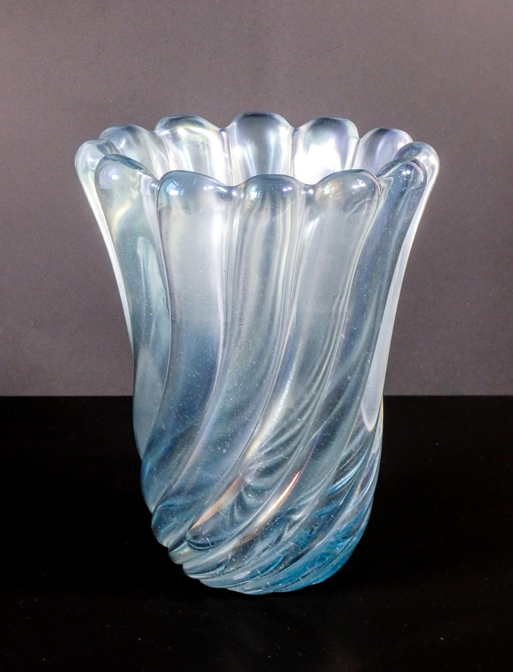 Transparent Blown Glass Vase Mod. 7609, Design Flavio Poli for Seguso, Italy 2