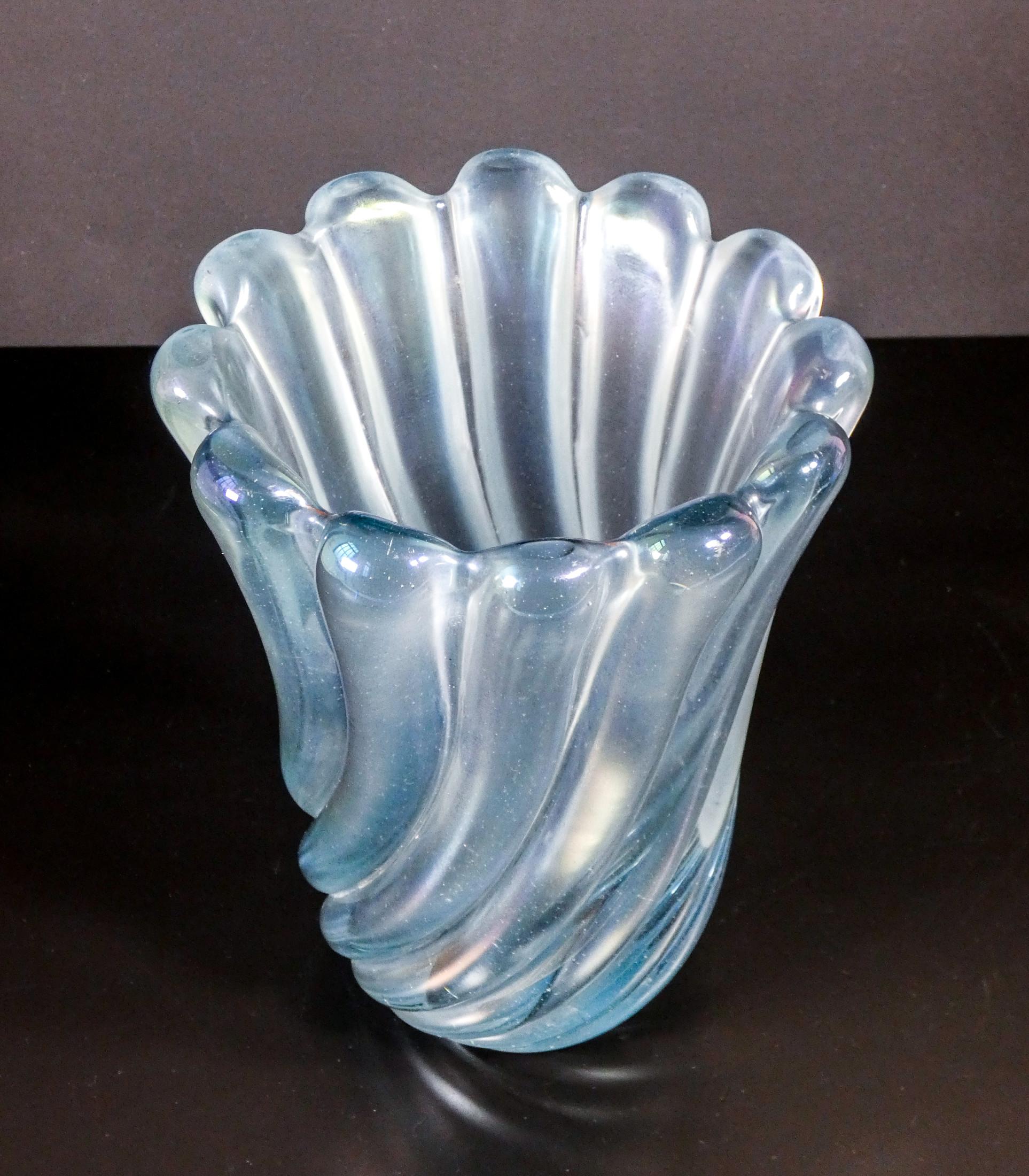 Transparent Blown Glass Vase Mod. 7609, Design Flavio Poli for Seguso, Italy 3