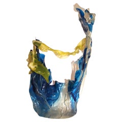 Transparent Blue Green Acrylic Sculptural Vessel